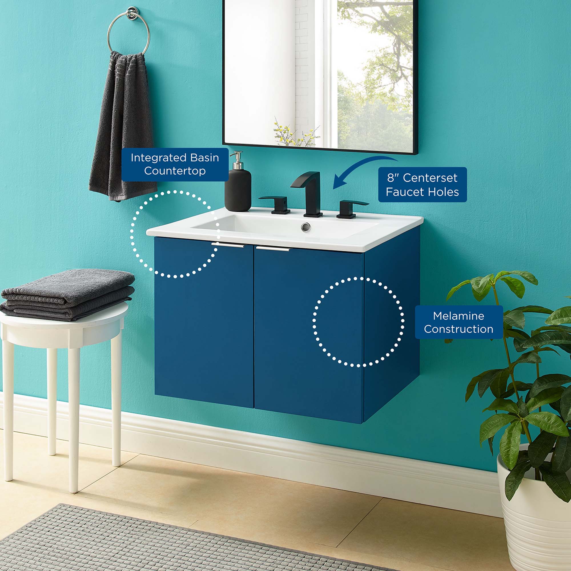 Maybelle Wall-Mount Bathroom Vanity Basin Included by Modway