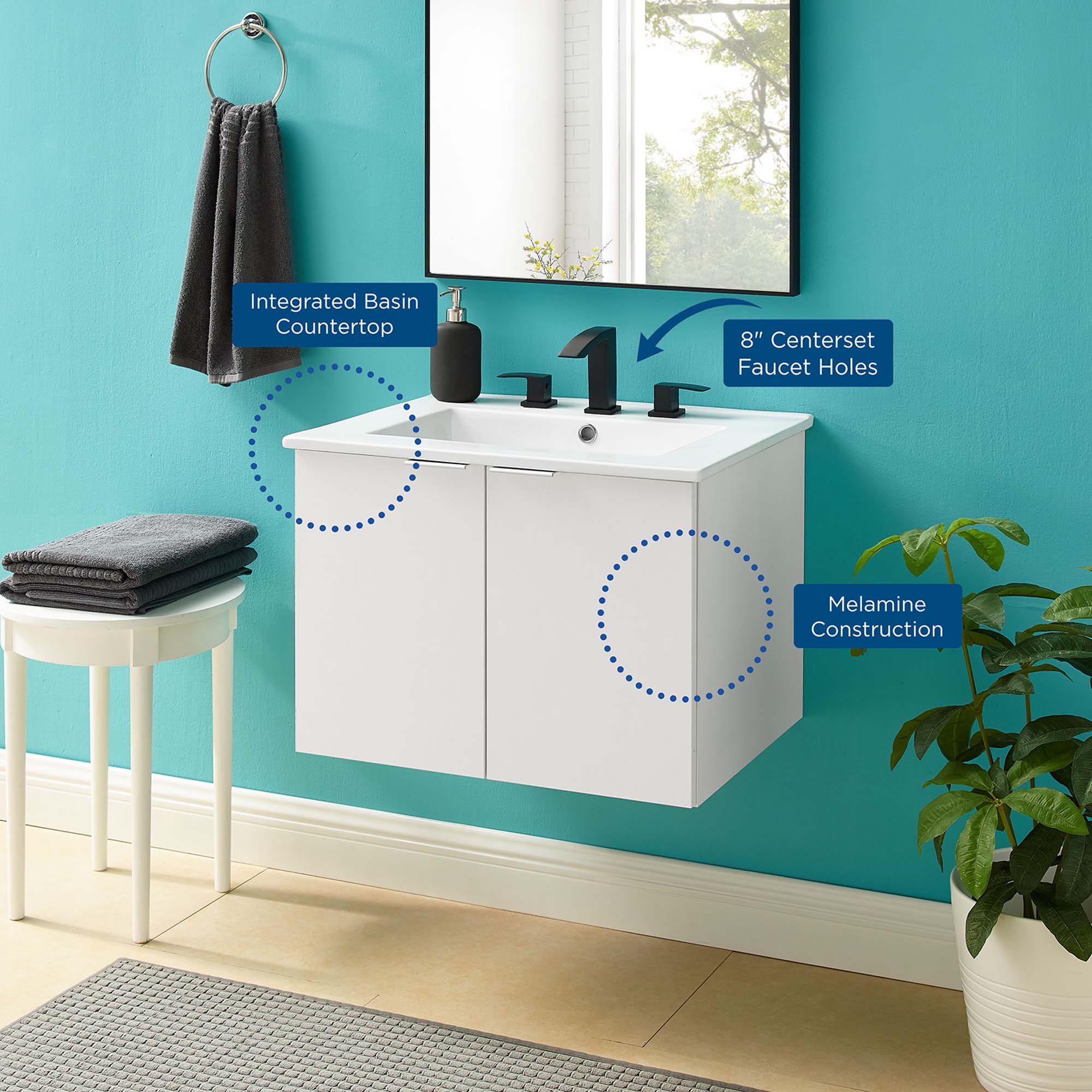 Maybelle Wall-Mount Bathroom Vanity Basin Included by Modway