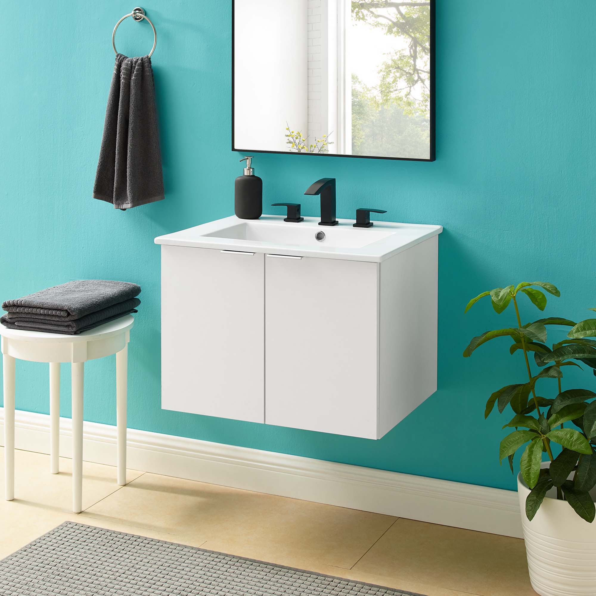 Maybelle Wall-Mount Bathroom Vanity Basin Included by Modway