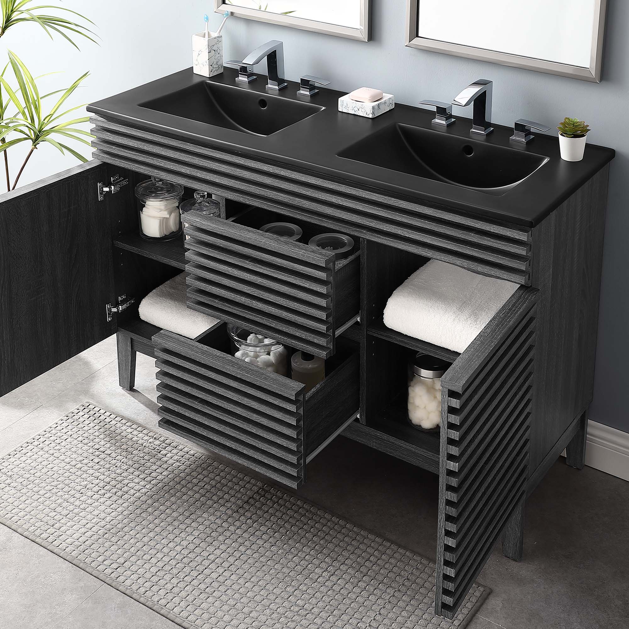 Render 48" Bathroom Vanity with Black Basin Included by Modway