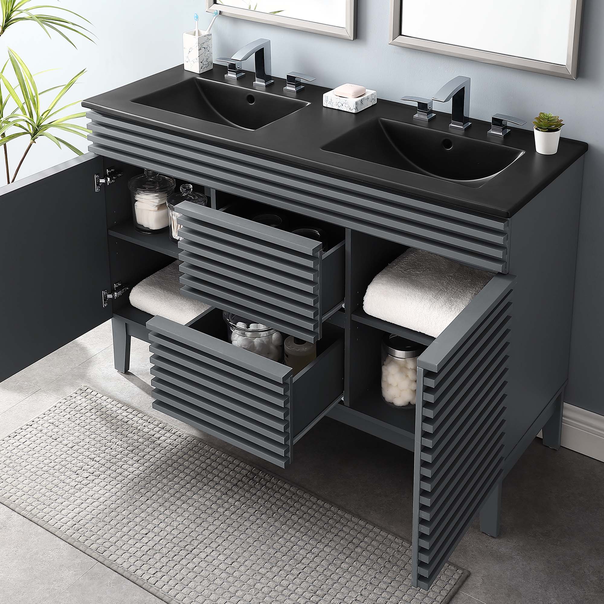 Render 48" Bathroom Vanity with Black Basin Included by Modway