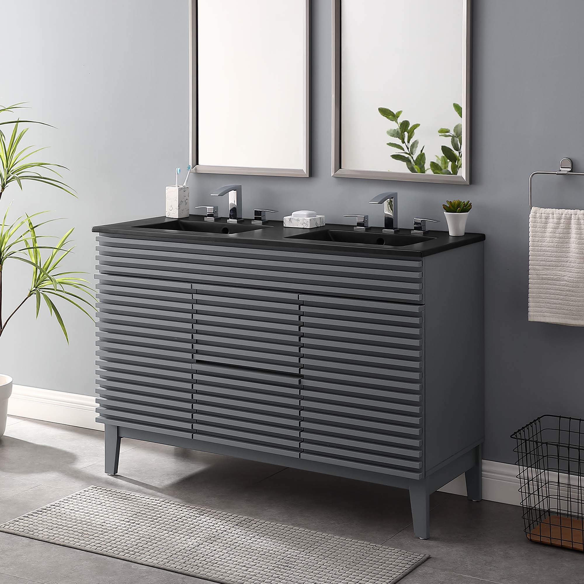 Render 48" Bathroom Vanity with Black Basin Included by Modway