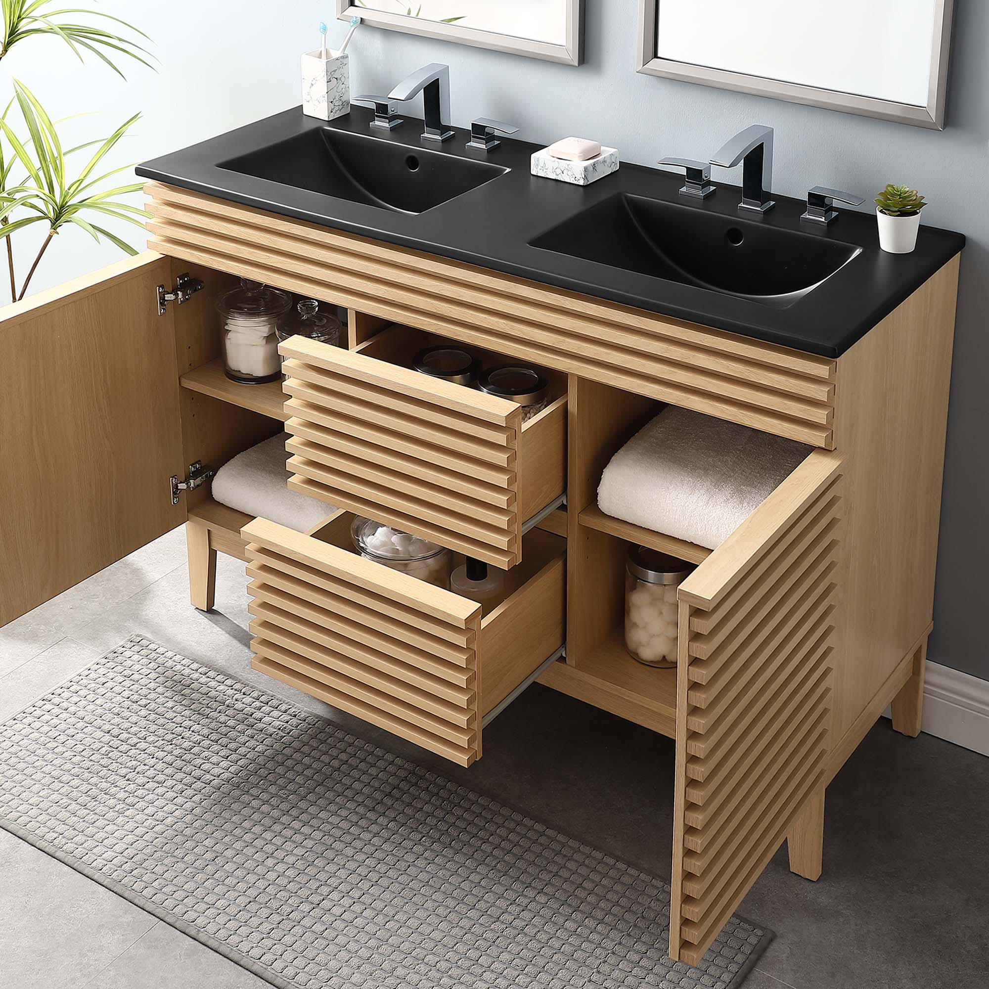 Render 48" Bathroom Vanity with Black Basin Included by Modway
