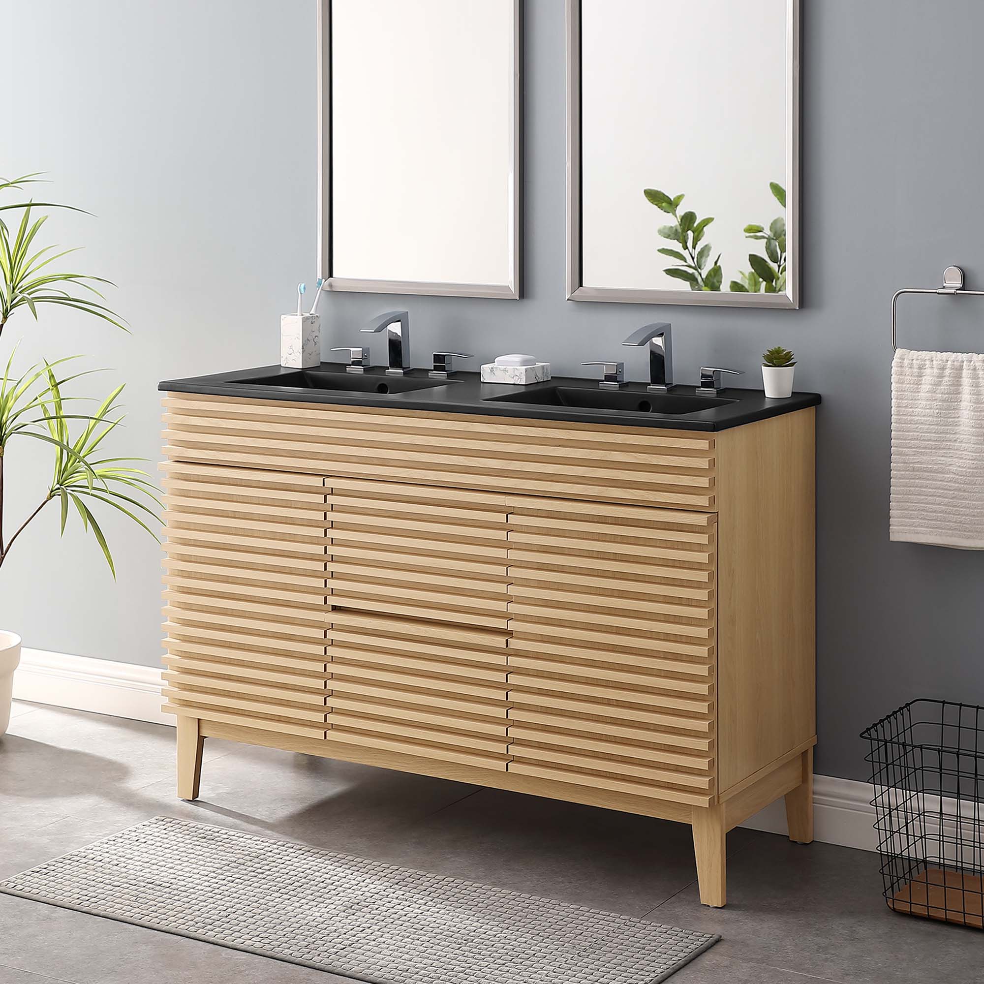 Render 48" Bathroom Vanity with Black Basin Included by Modway