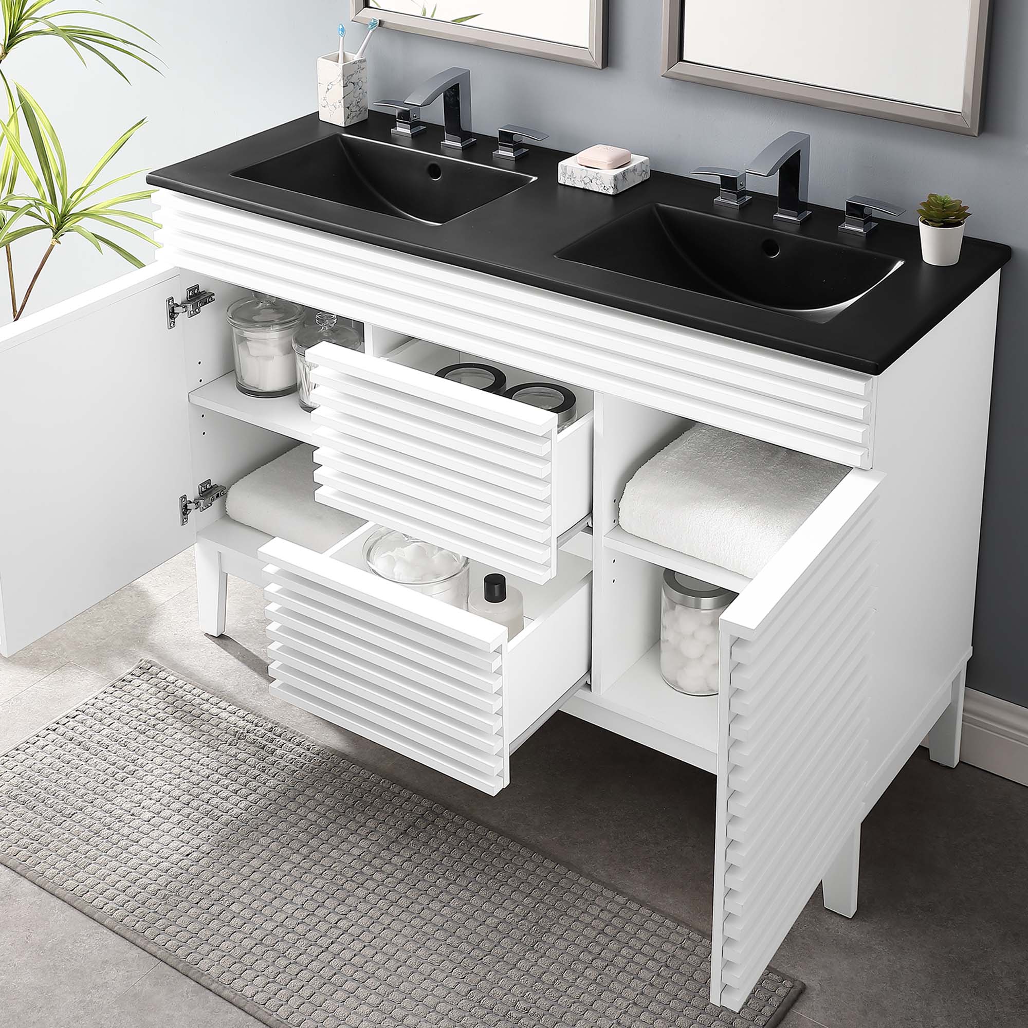 Render 48" Bathroom Vanity with Black Basin Included by Modway