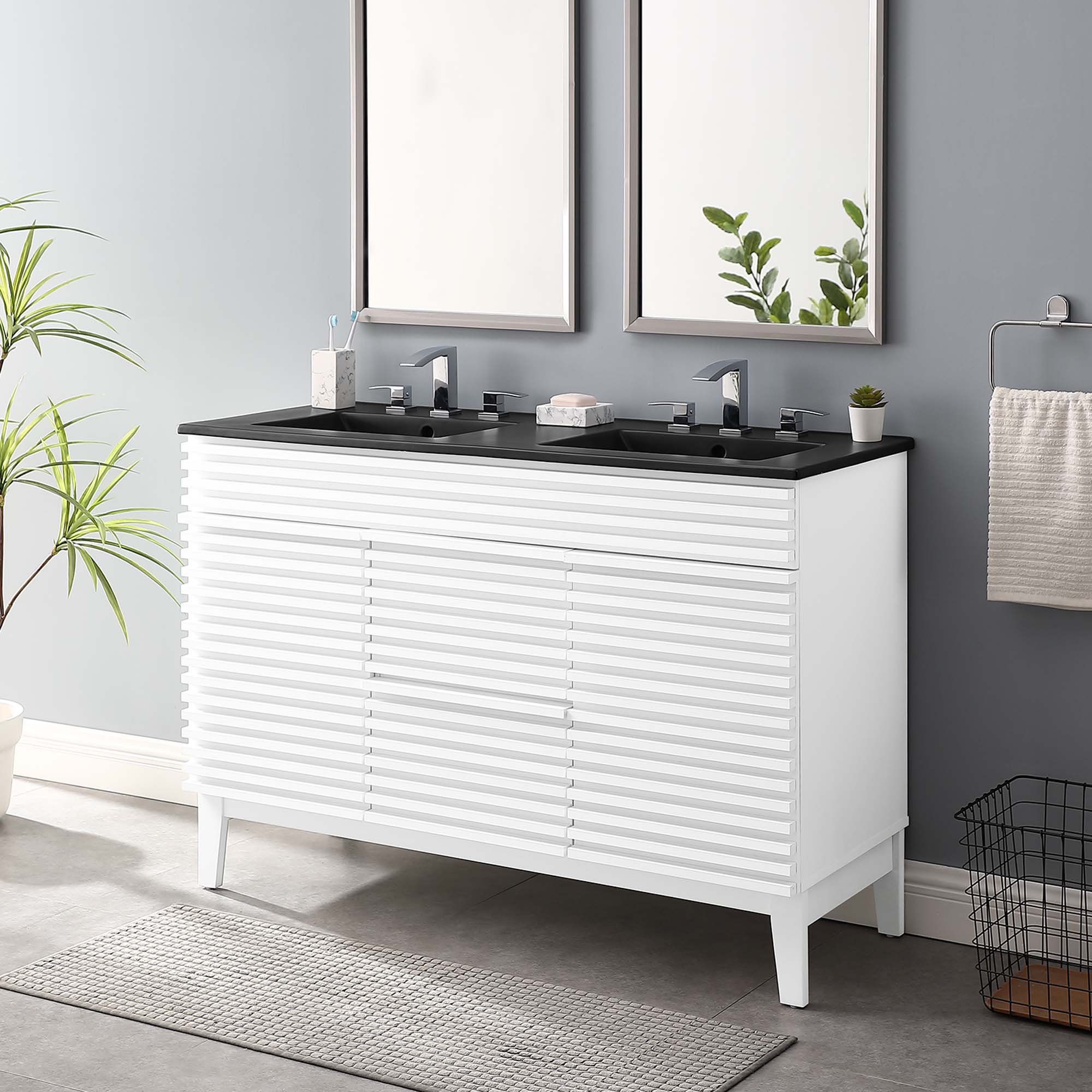 Render 48" Bathroom Vanity with Black Basin Included by Modway