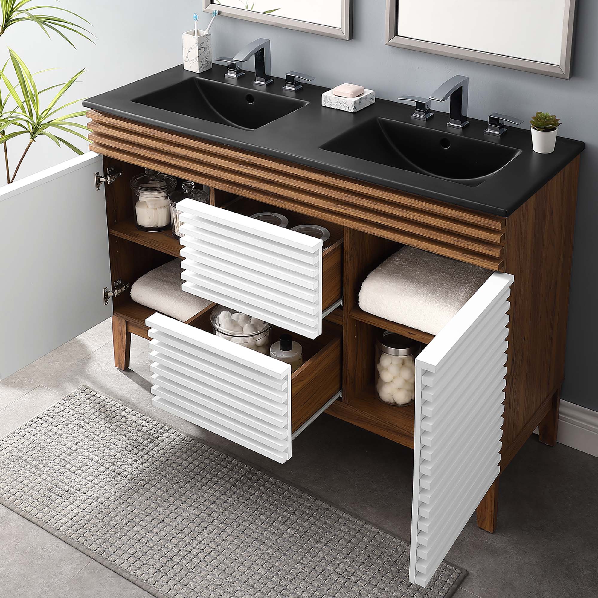 Render 48" Bathroom Vanity with Black Basin Included by Modway