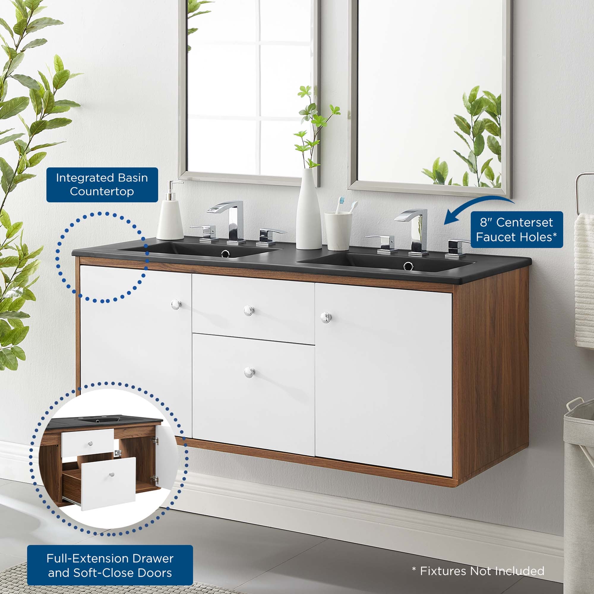 Transmit Wall-Mount Bathroom Vanity Basin Included by Modway
