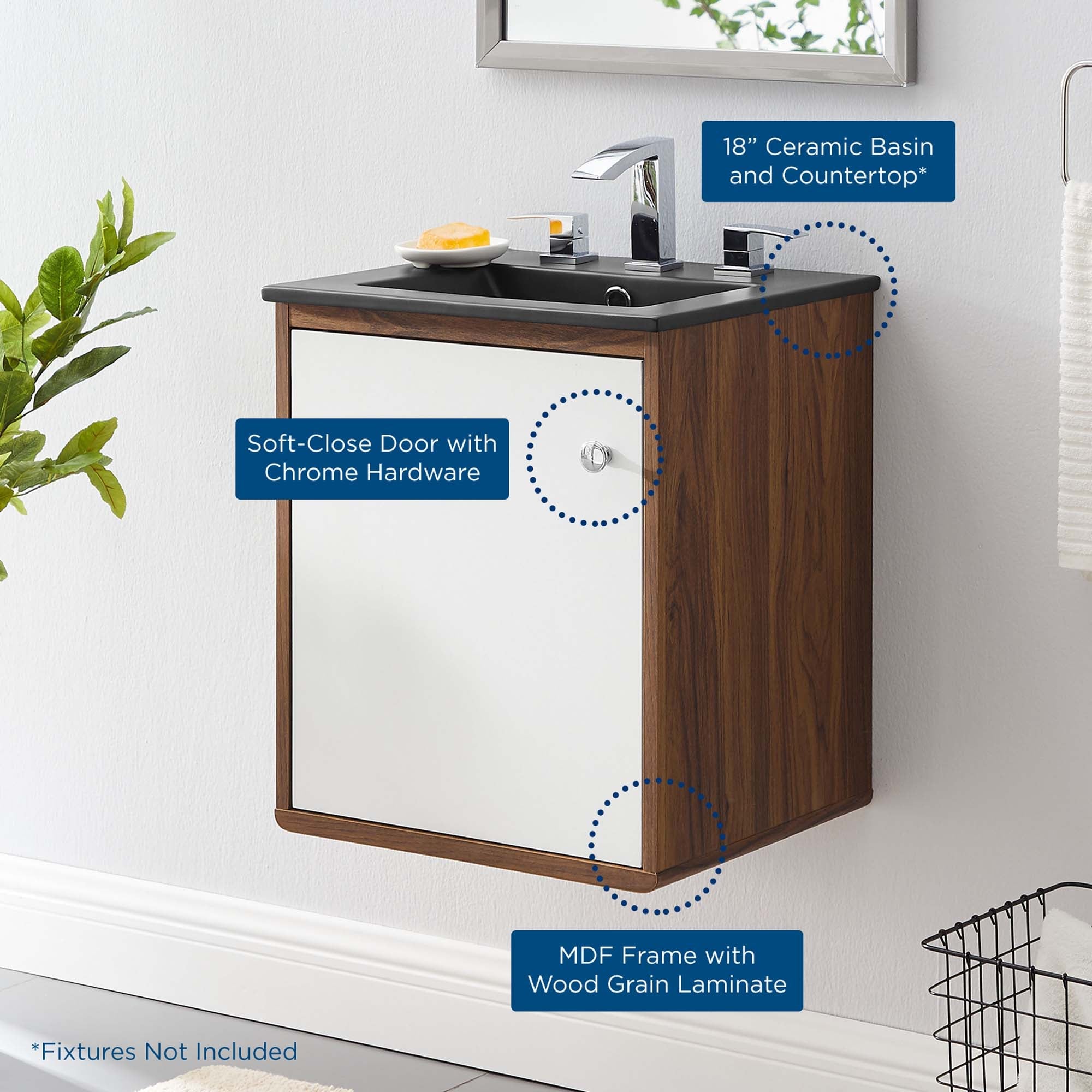 Transmit Wall-Mount Bathroom Vanity Basin Included by Modway