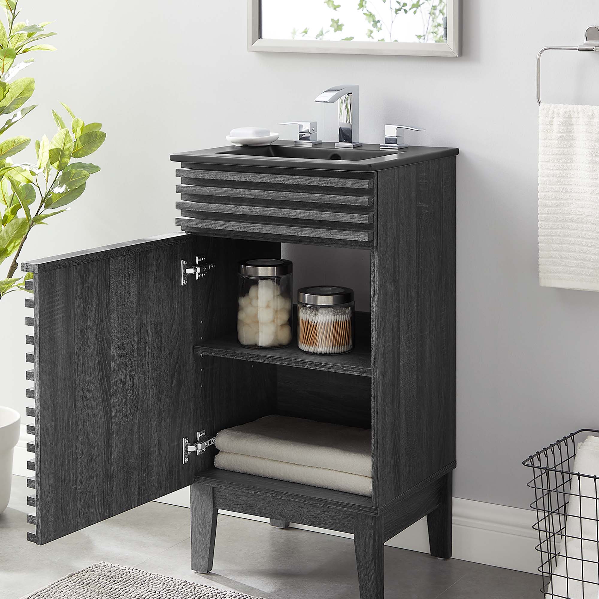 Render Bathroom Vanity with Black Basin Included by Modway