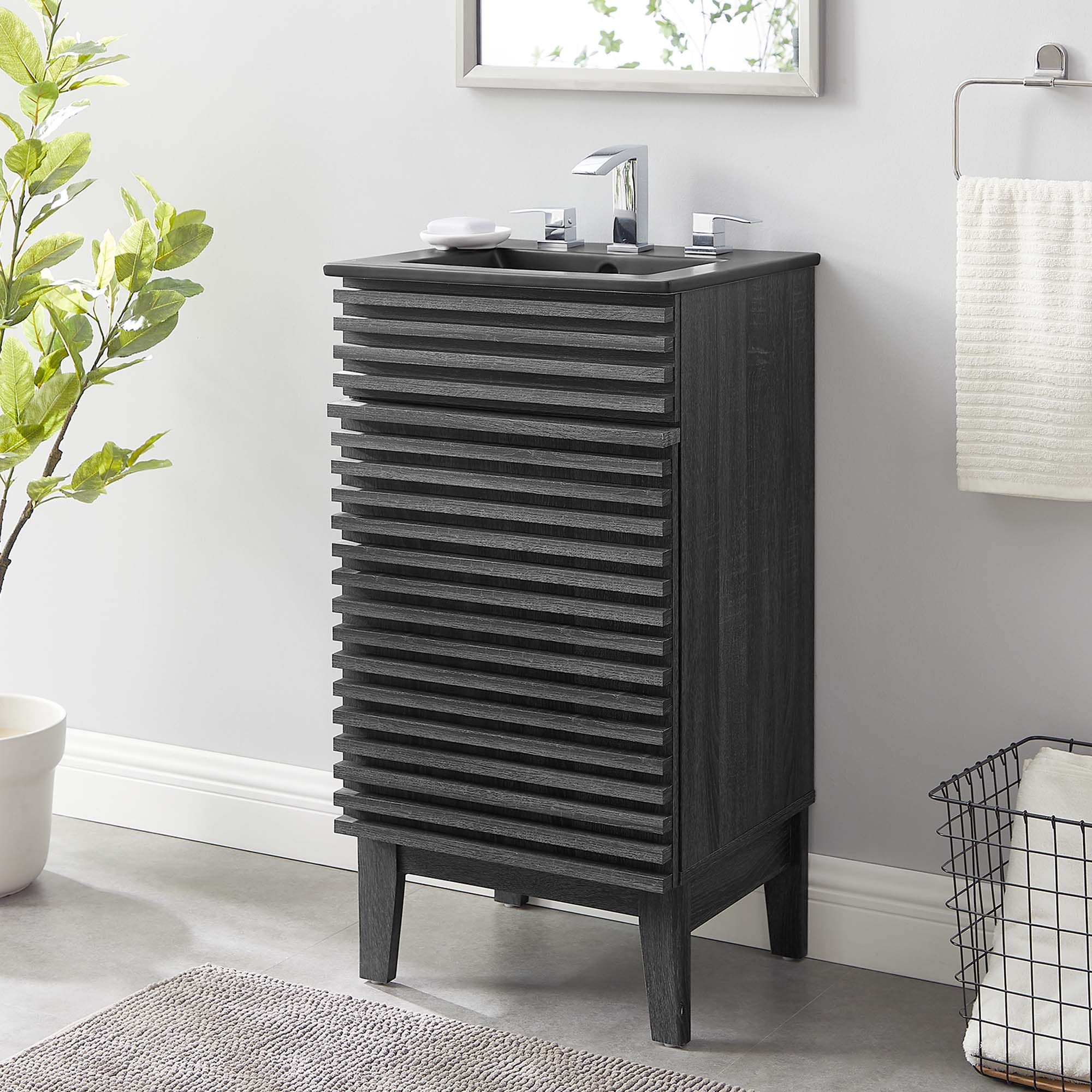 Render Bathroom Vanity with Black Basin Included by Modway
