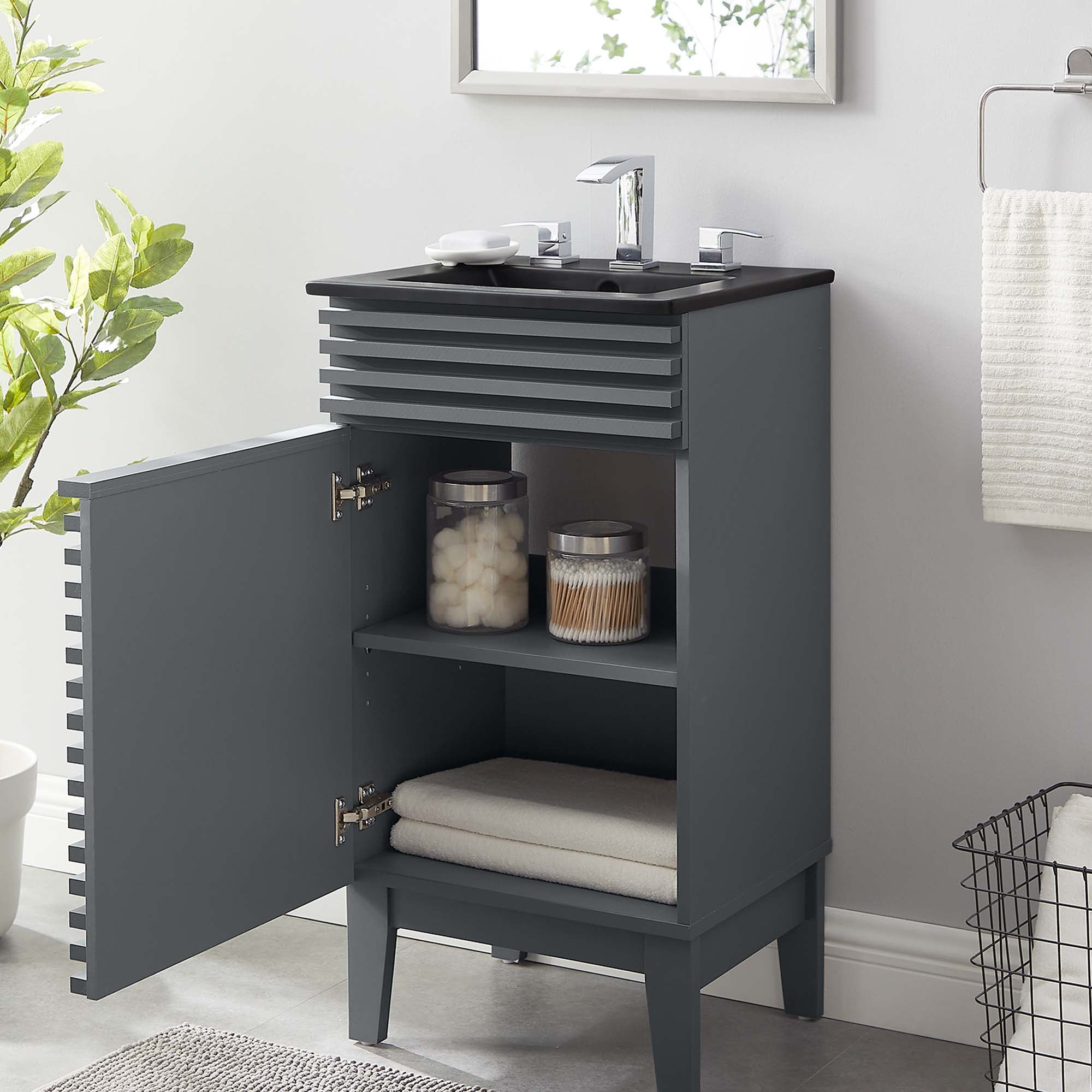 Render Bathroom Vanity with Black Basin Included by Modway