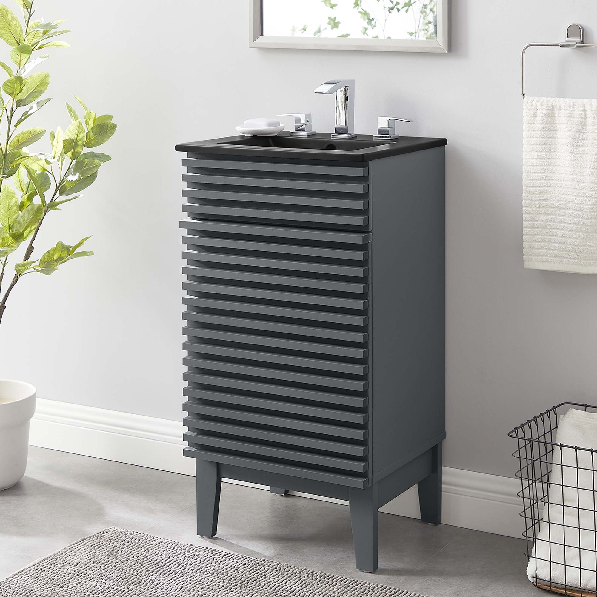 Render Bathroom Vanity with Black Basin Included by Modway