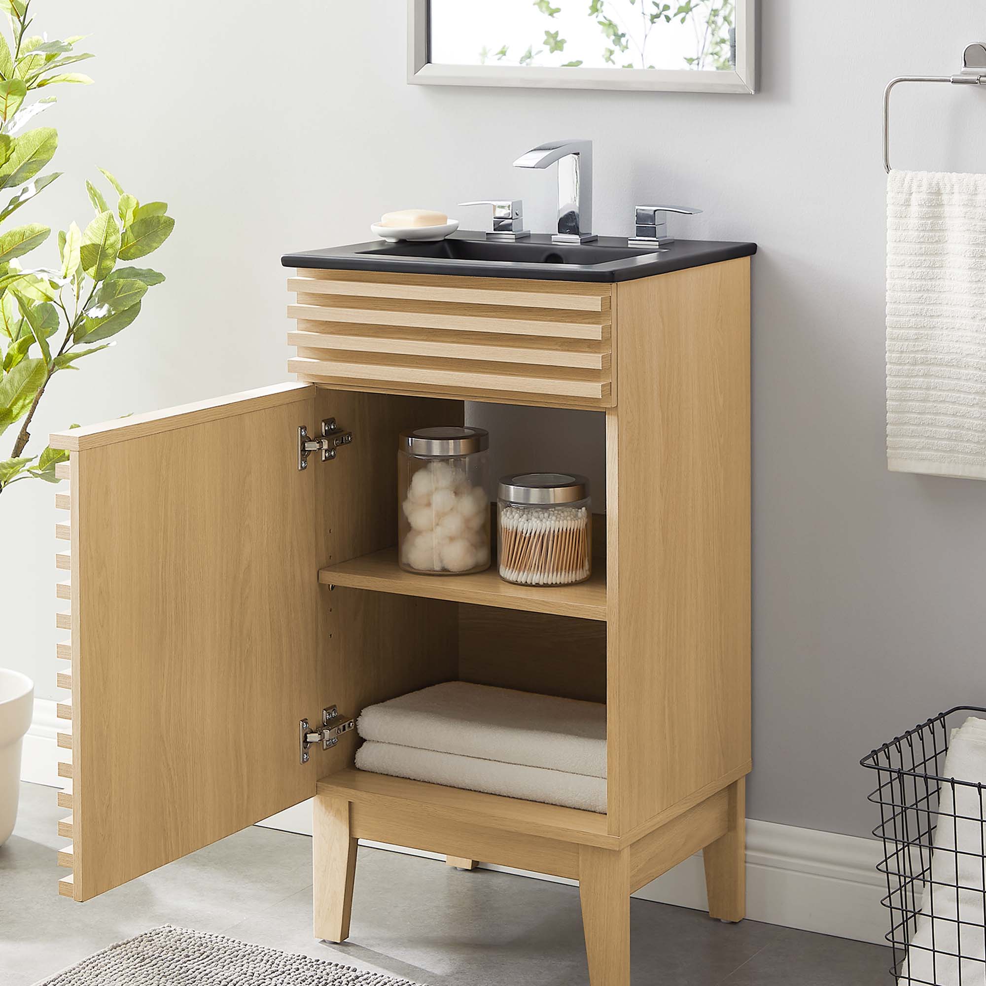 Render Bathroom Vanity with Black Basin Included by Modway