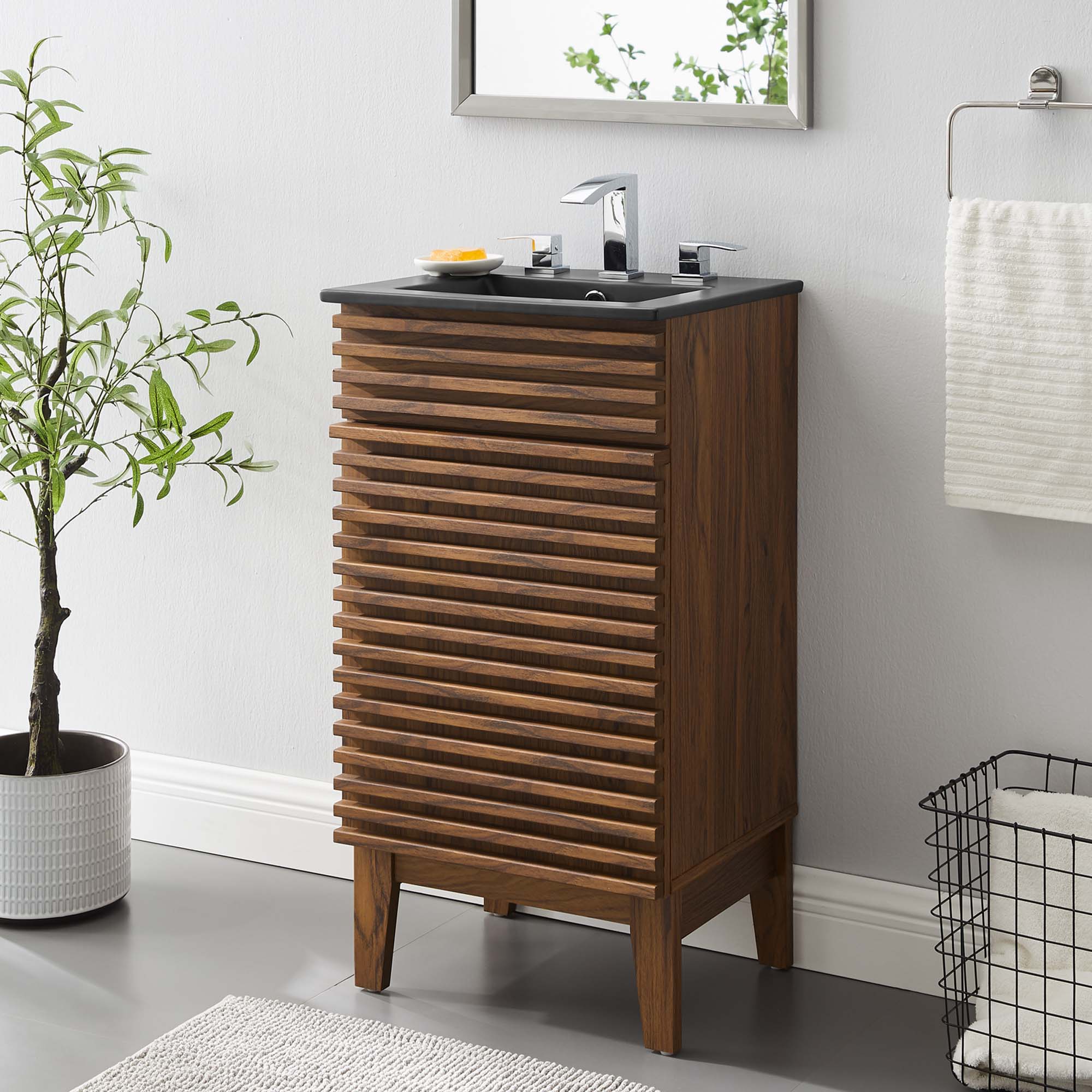 Render Bathroom Vanity with Black Basin Included by Modway