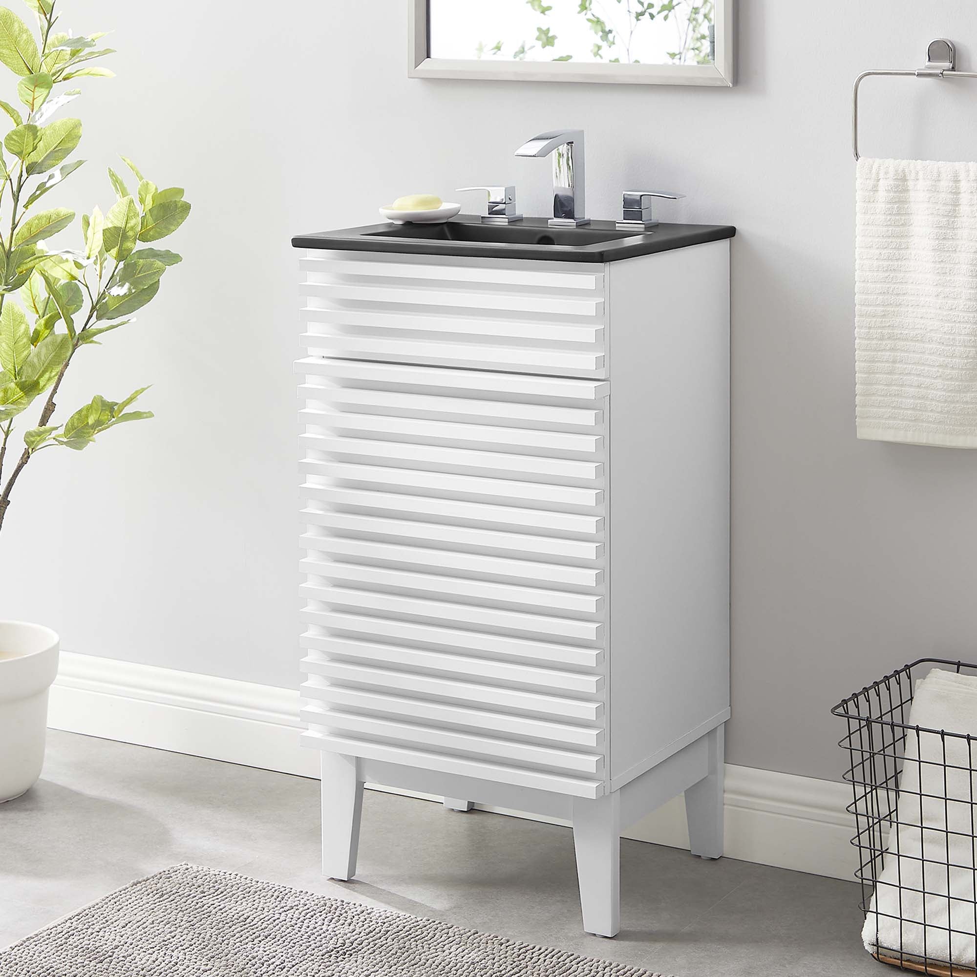 Render Bathroom Vanity with Black Basin Included by Modway