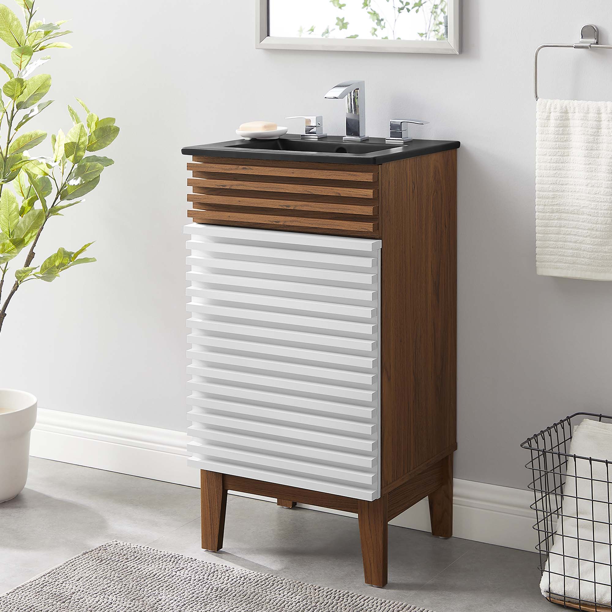 Render Bathroom Vanity with Black Basin Included by Modway