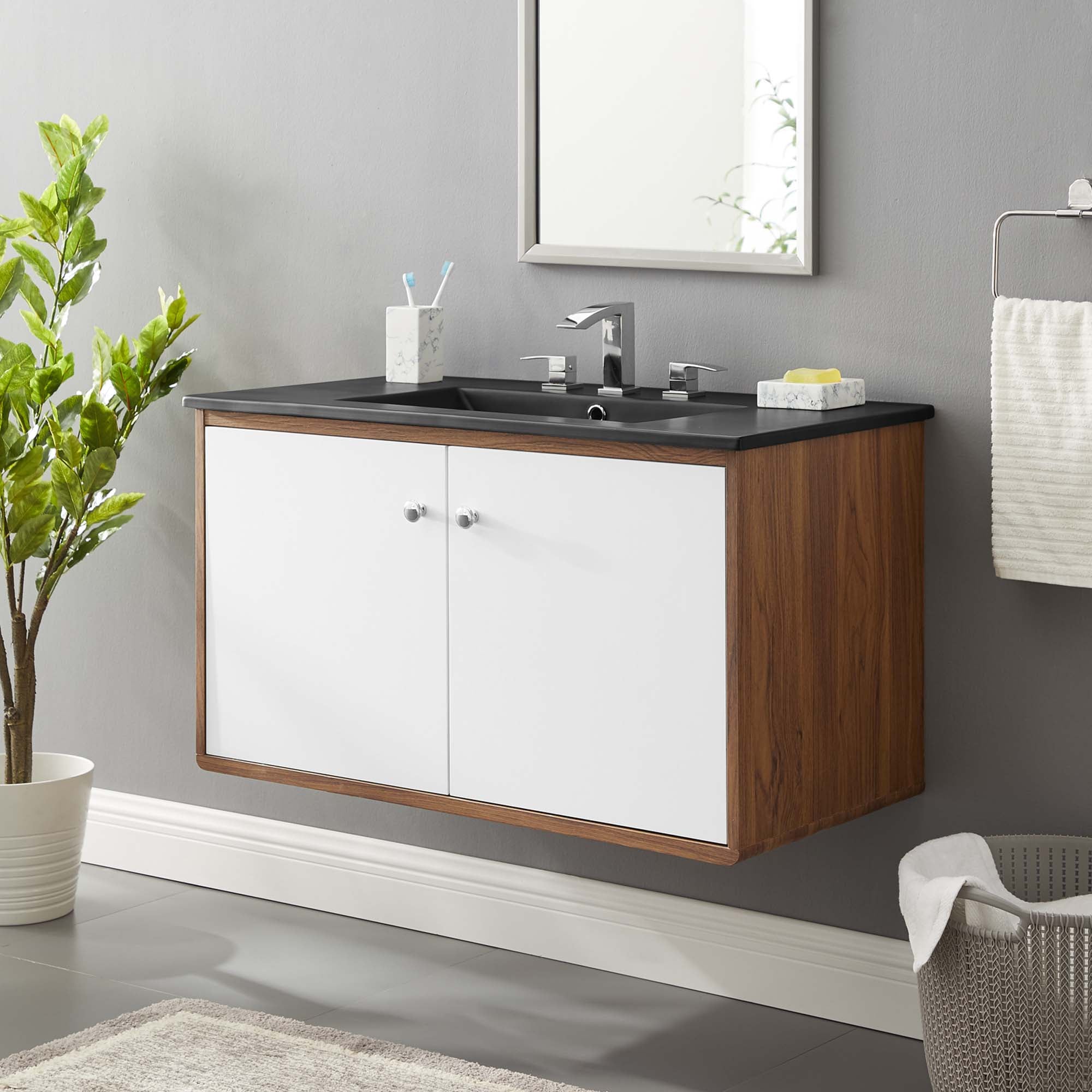 Transmit Wall-Mount Bathroom Vanity Basin Included by Modway