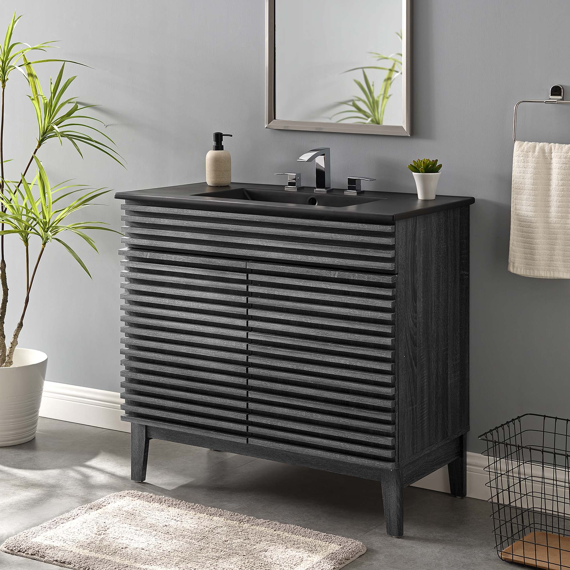 Render Bathroom Vanity with Black Basin Included by Modway