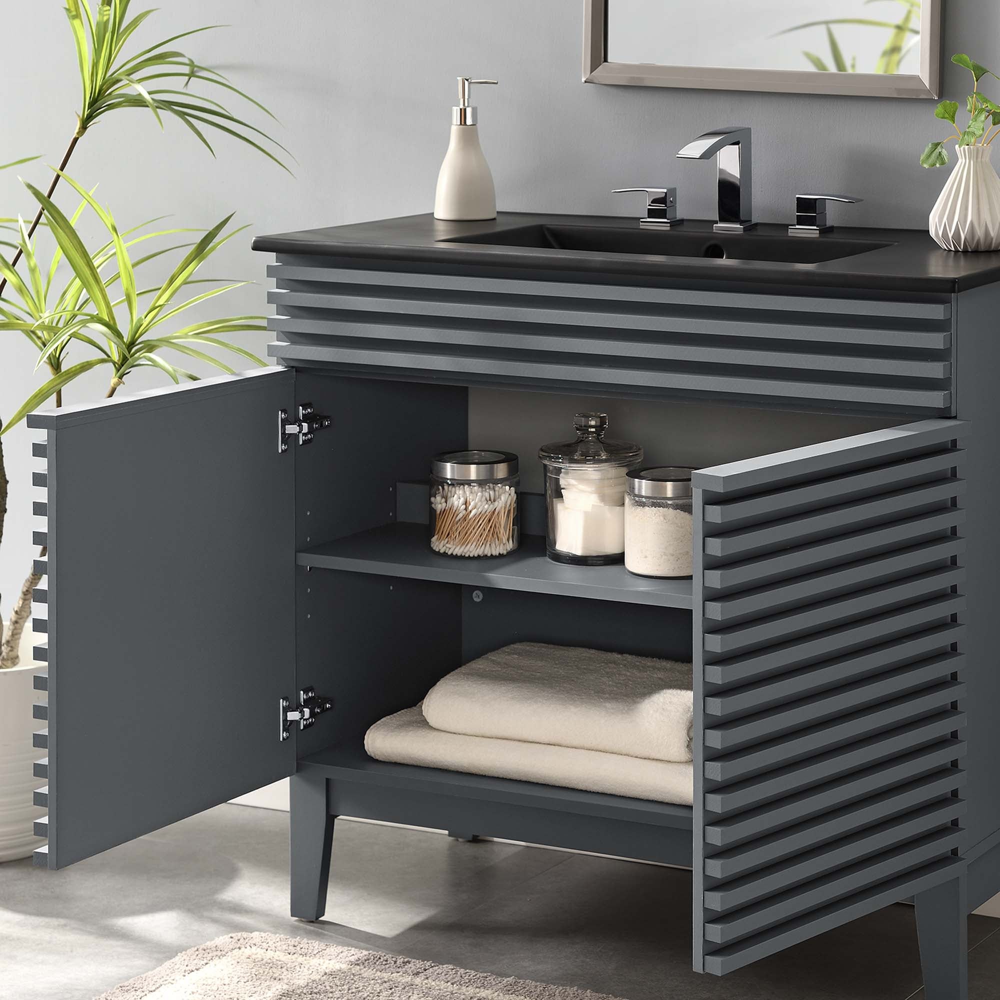 Render Bathroom Vanity with Black Basin Included by Modway