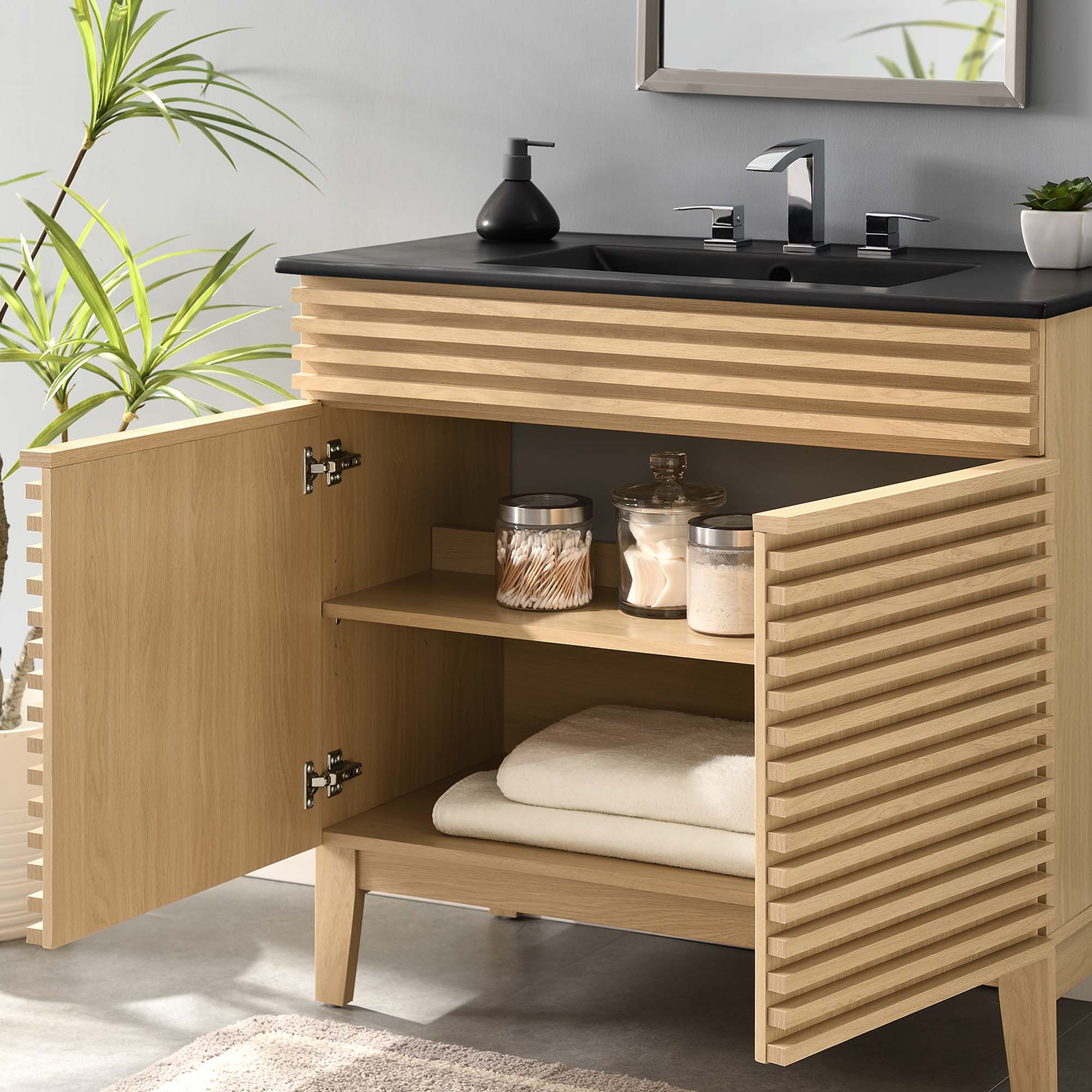 Render Bathroom Vanity with Black Basin Included by Modway