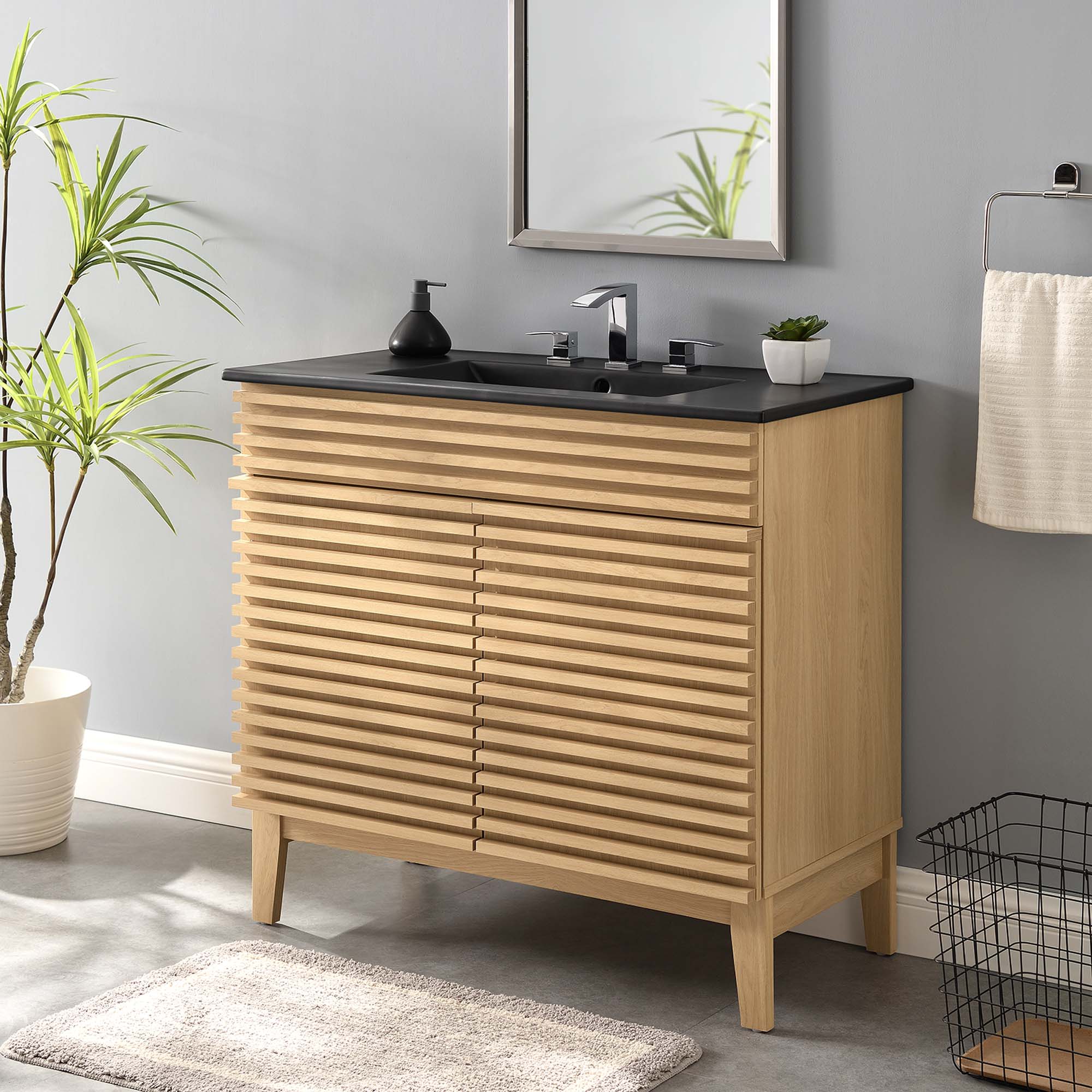 Render Bathroom Vanity with Black Basin Included by Modway