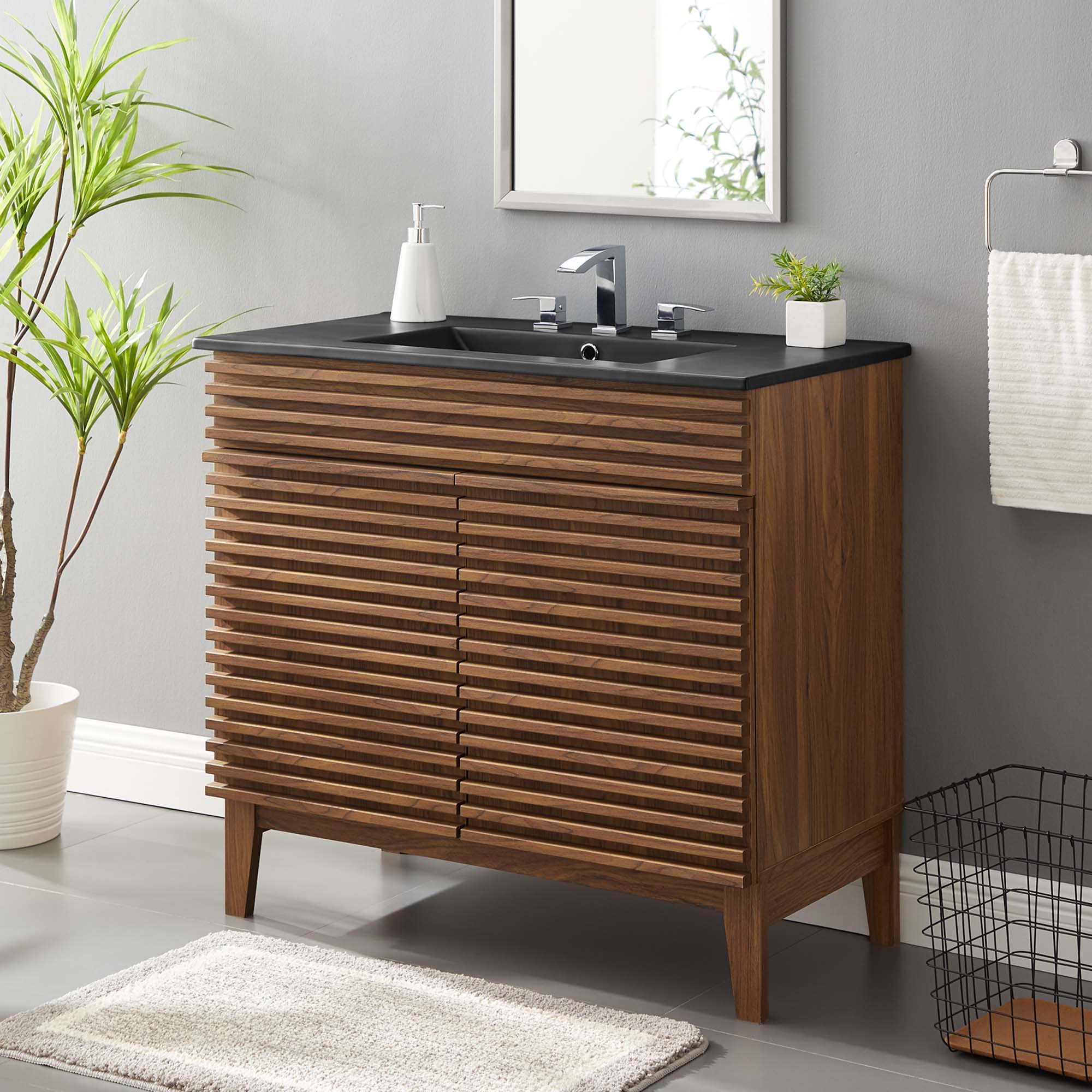 Render Bathroom Vanity with Black Basin Included by Modway