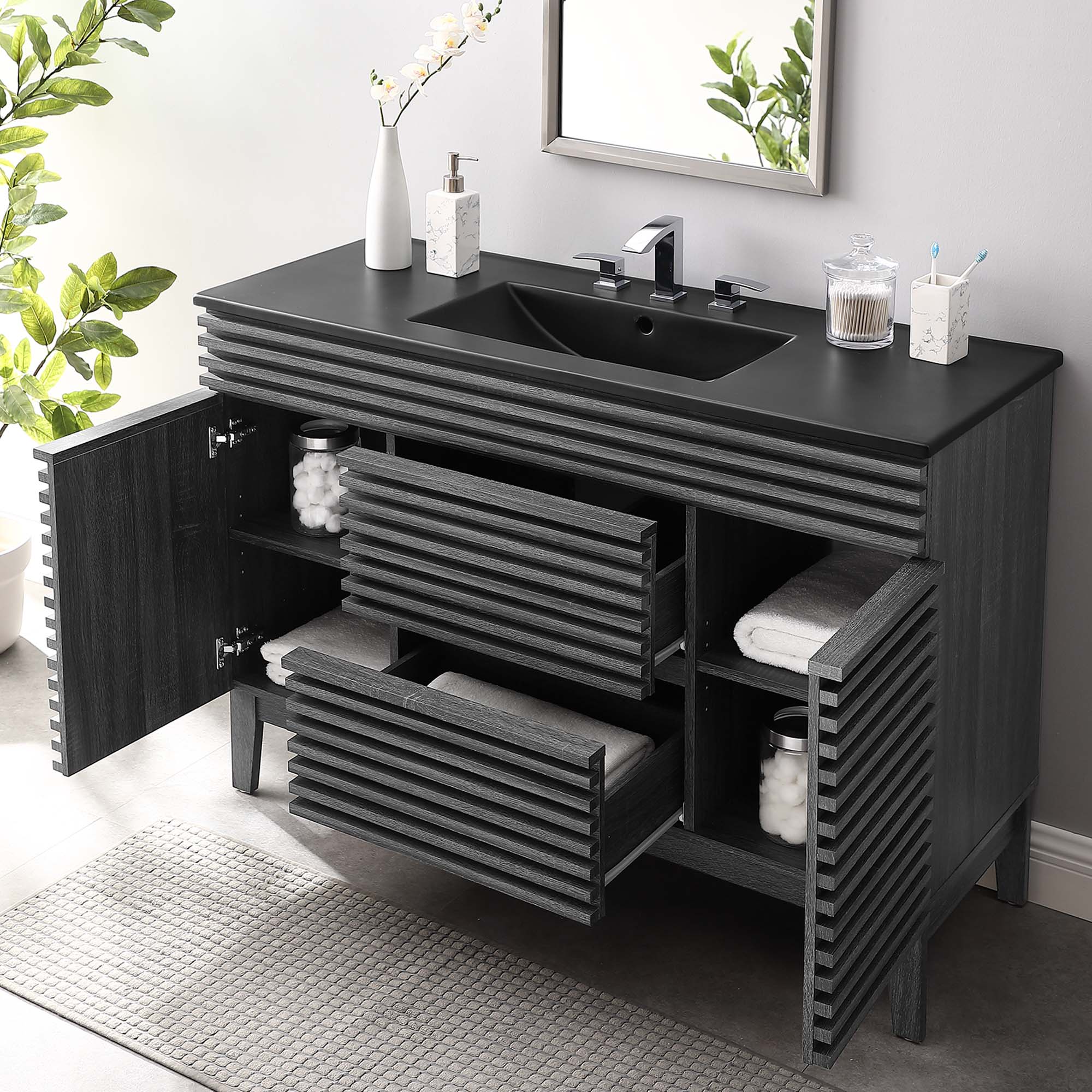 Render 48" Bathroom Vanity with Black Basin Included by Modway