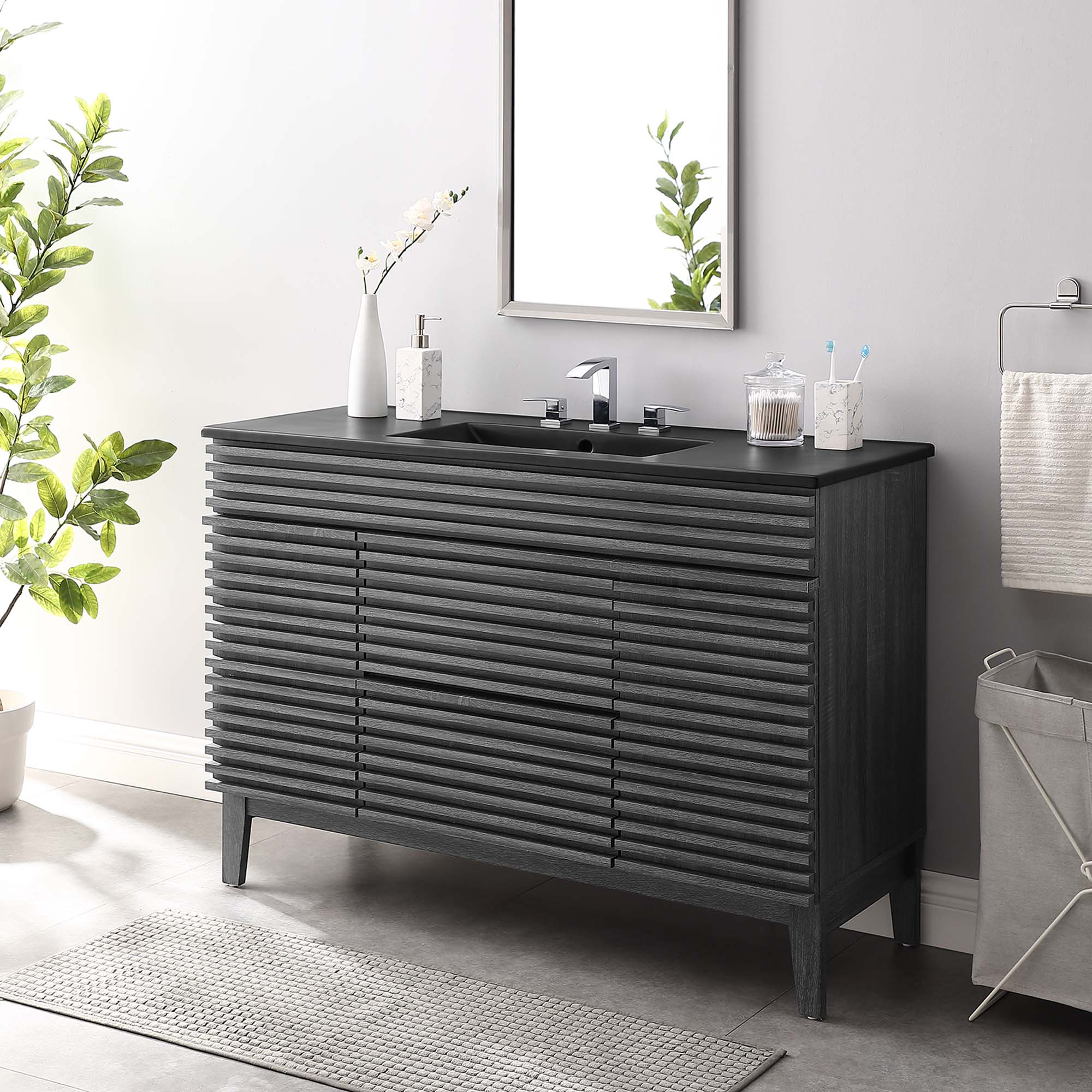 Render 48" Bathroom Vanity with Black Basin Included by Modway