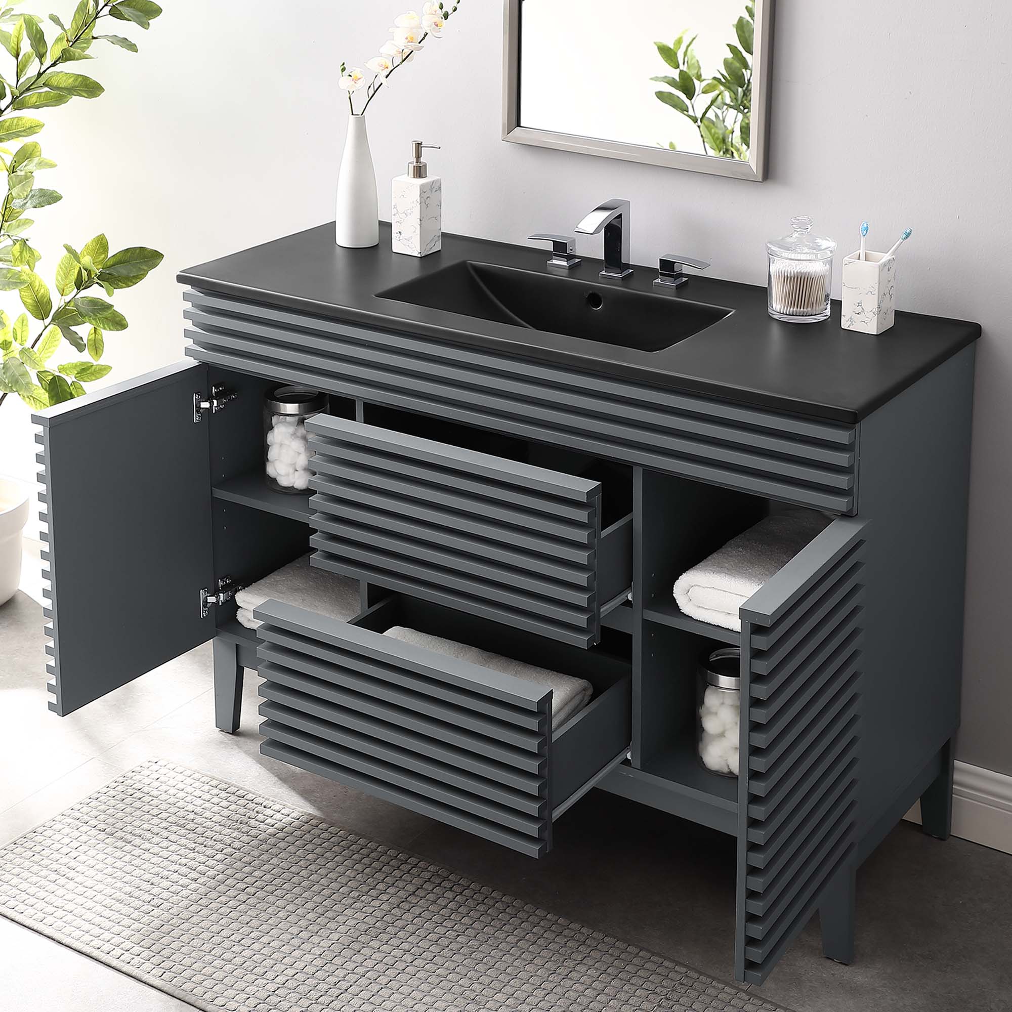Render 48" Bathroom Vanity with Black Basin Included by Modway