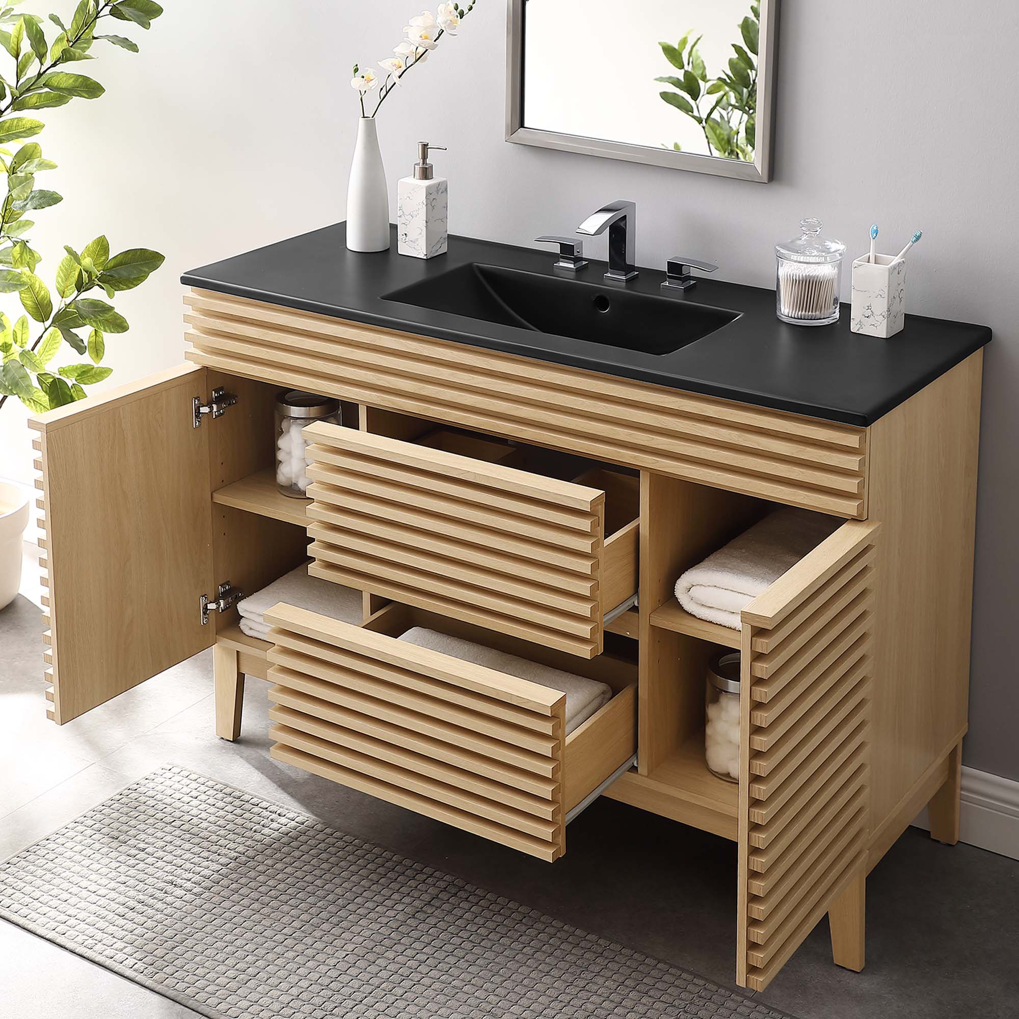 Render 48" Bathroom Vanity with Black Basin Included by Modway