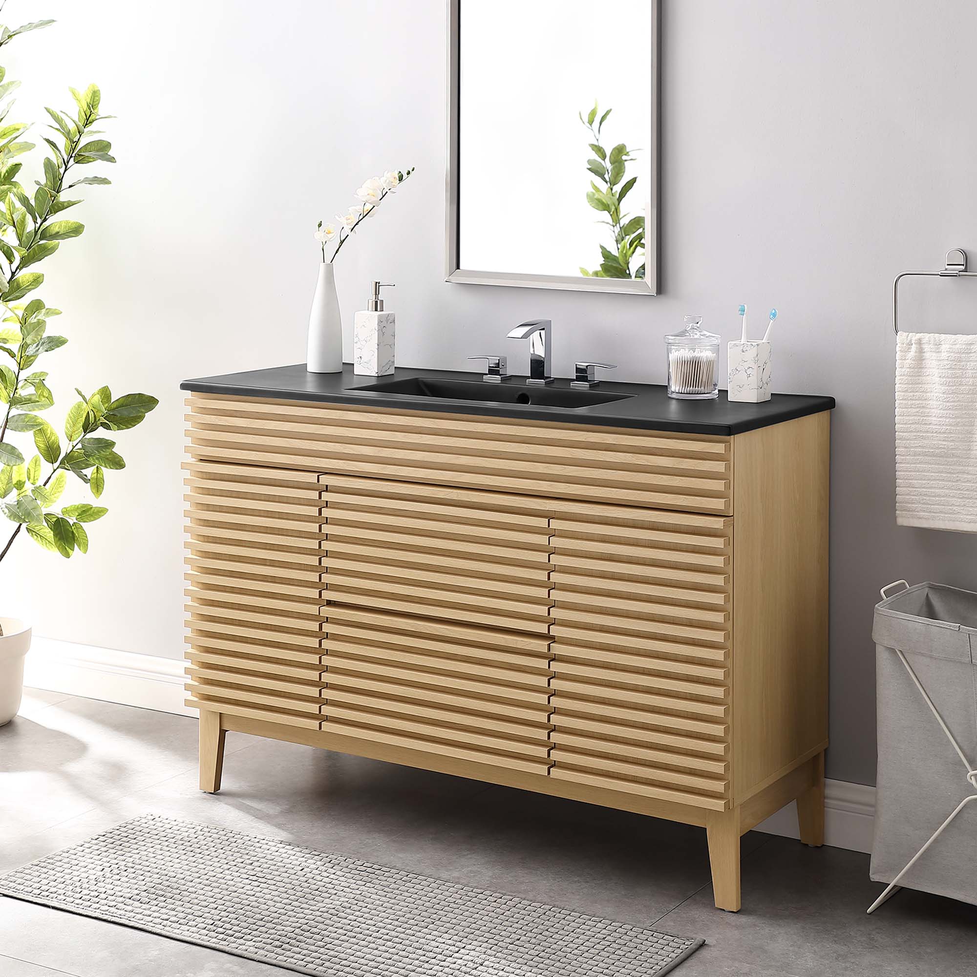 Render 48" Bathroom Vanity with Black Basin Included by Modway