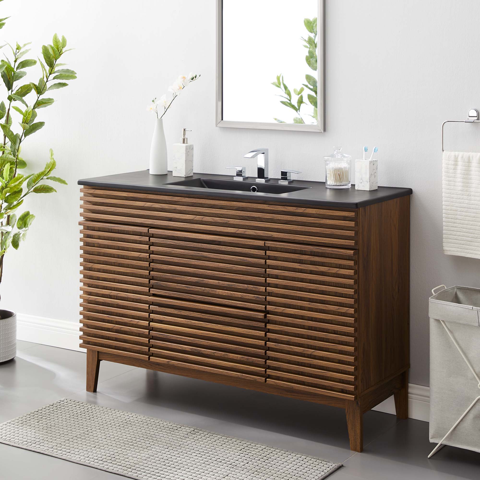 Render 48" Bathroom Vanity with Black Basin Included by Modway