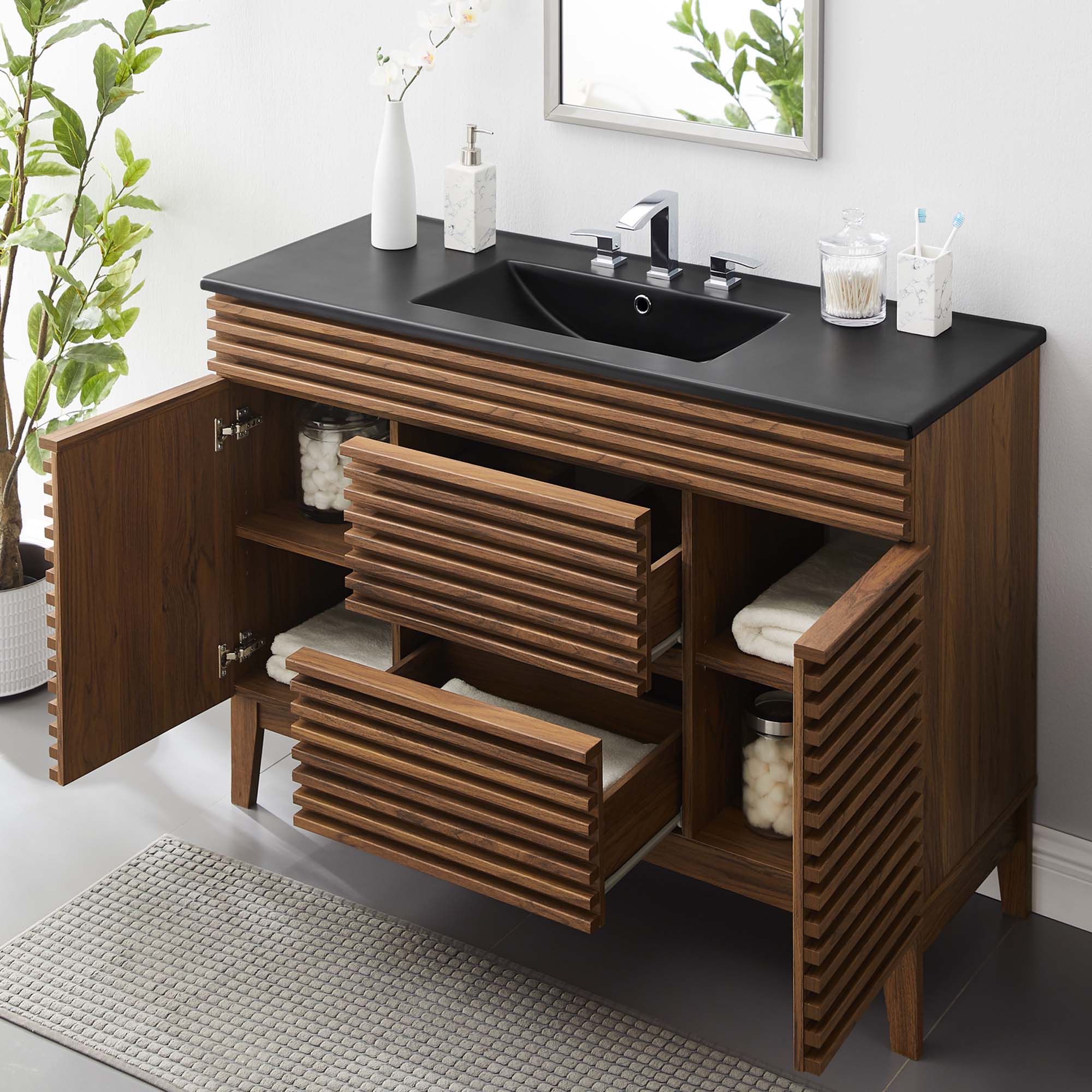 Render 48" Bathroom Vanity with Black Basin Included by Modway