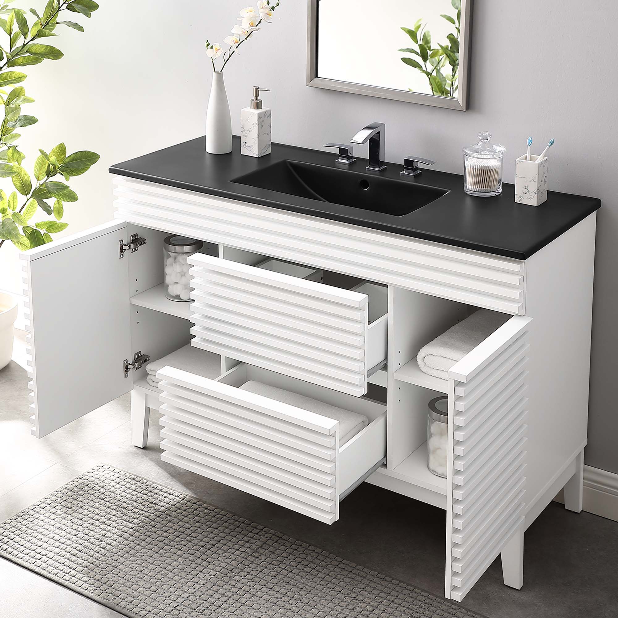 Render 48" Bathroom Vanity with Black Basin Included by Modway