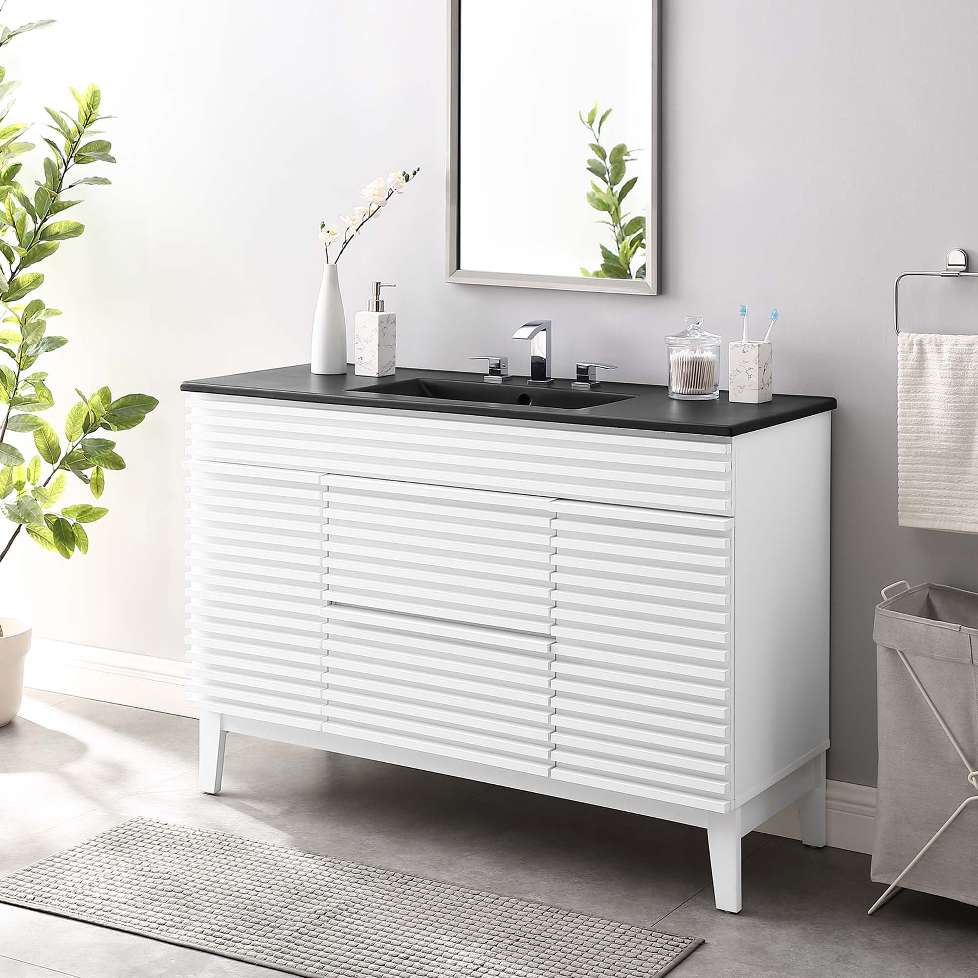 Render 48" Bathroom Vanity with Black Basin Included by Modway