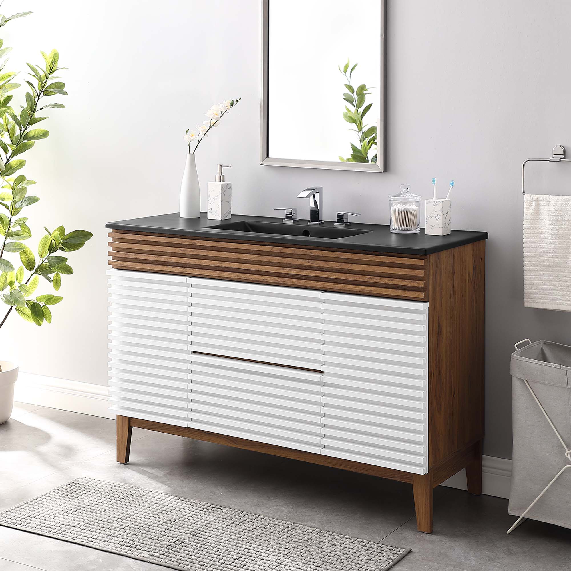 Render 48" Bathroom Vanity with Black Basin Included by Modway