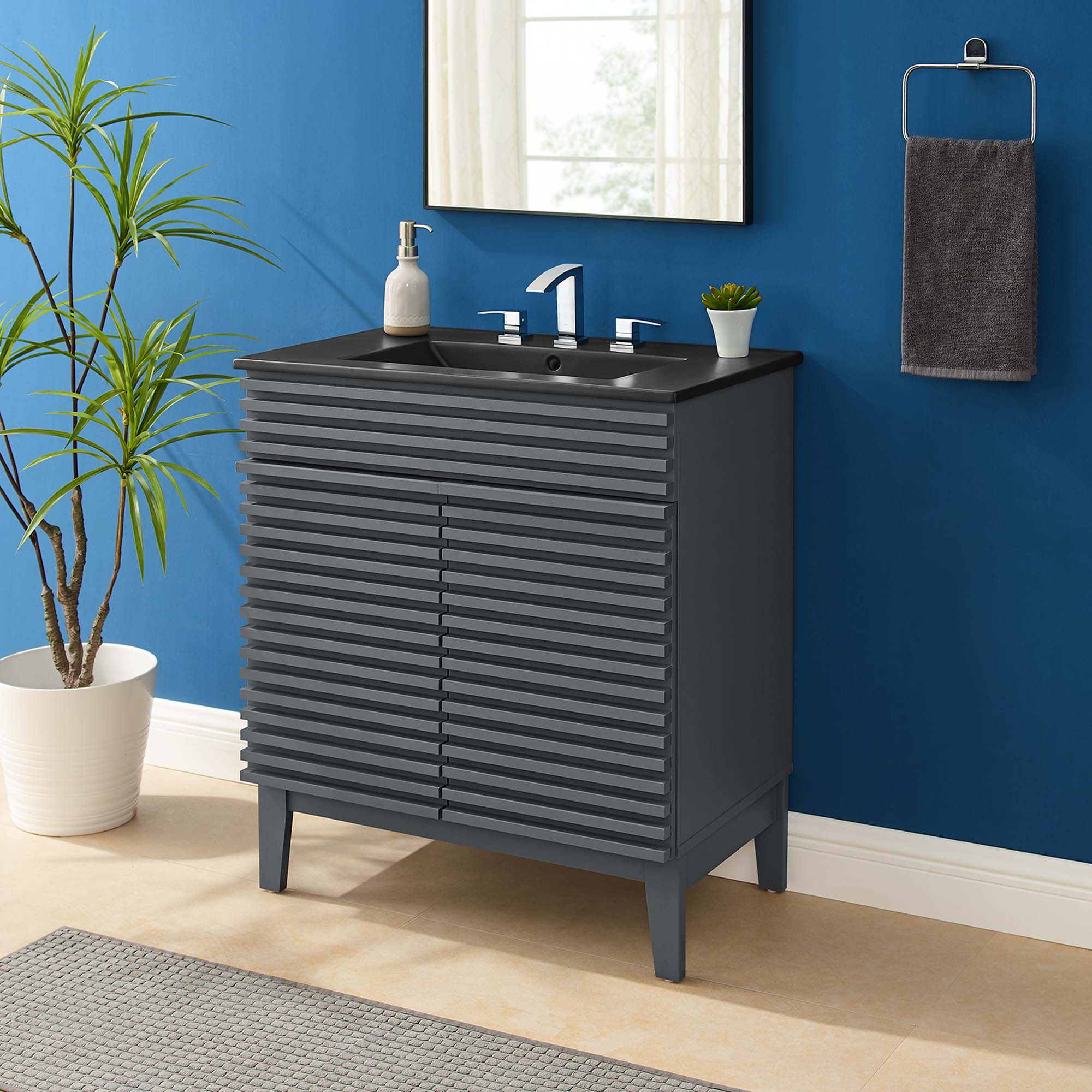 Render Bathroom Vanity with Black Basin Included by Modway