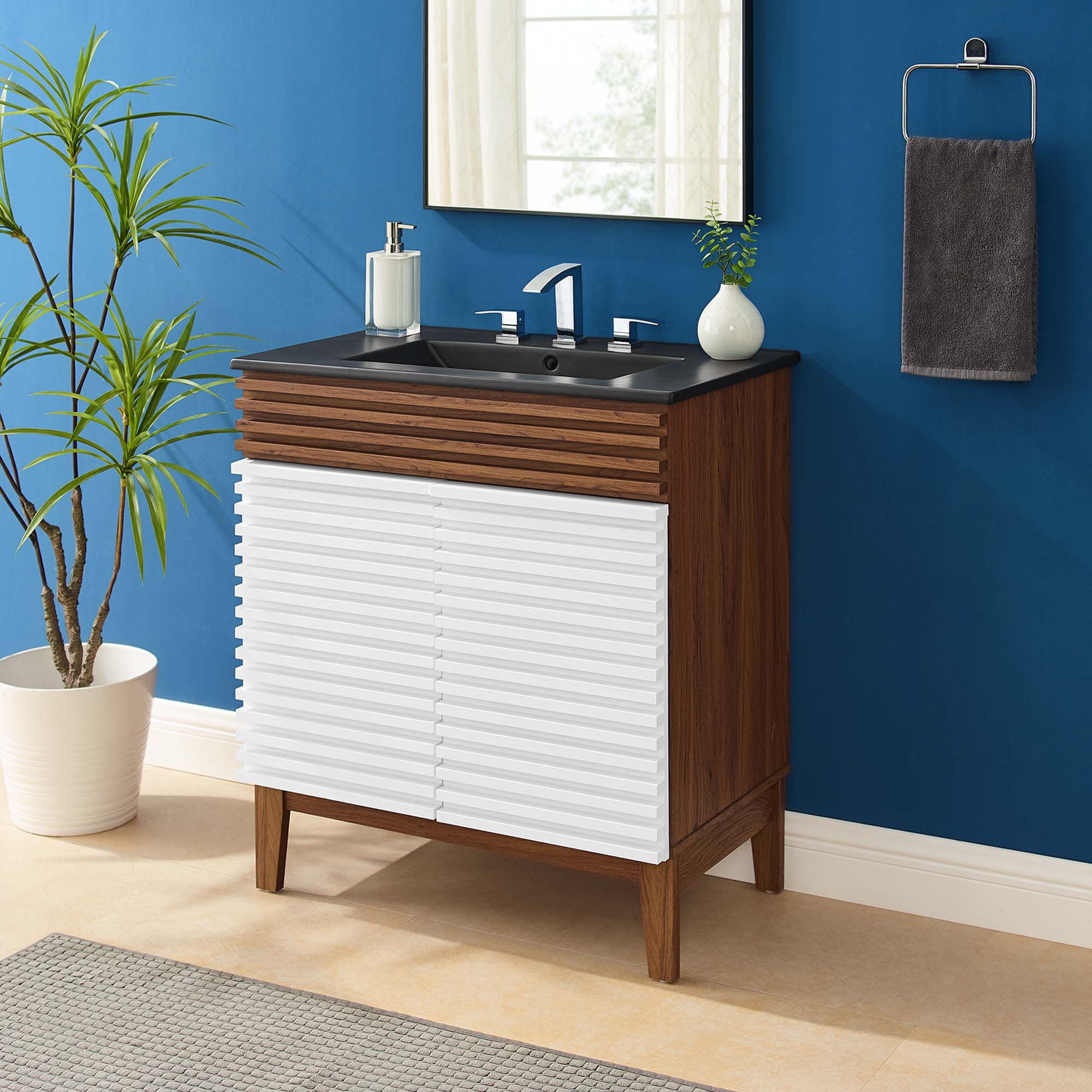 Render Bathroom Vanity with Black Basin Included by Modway