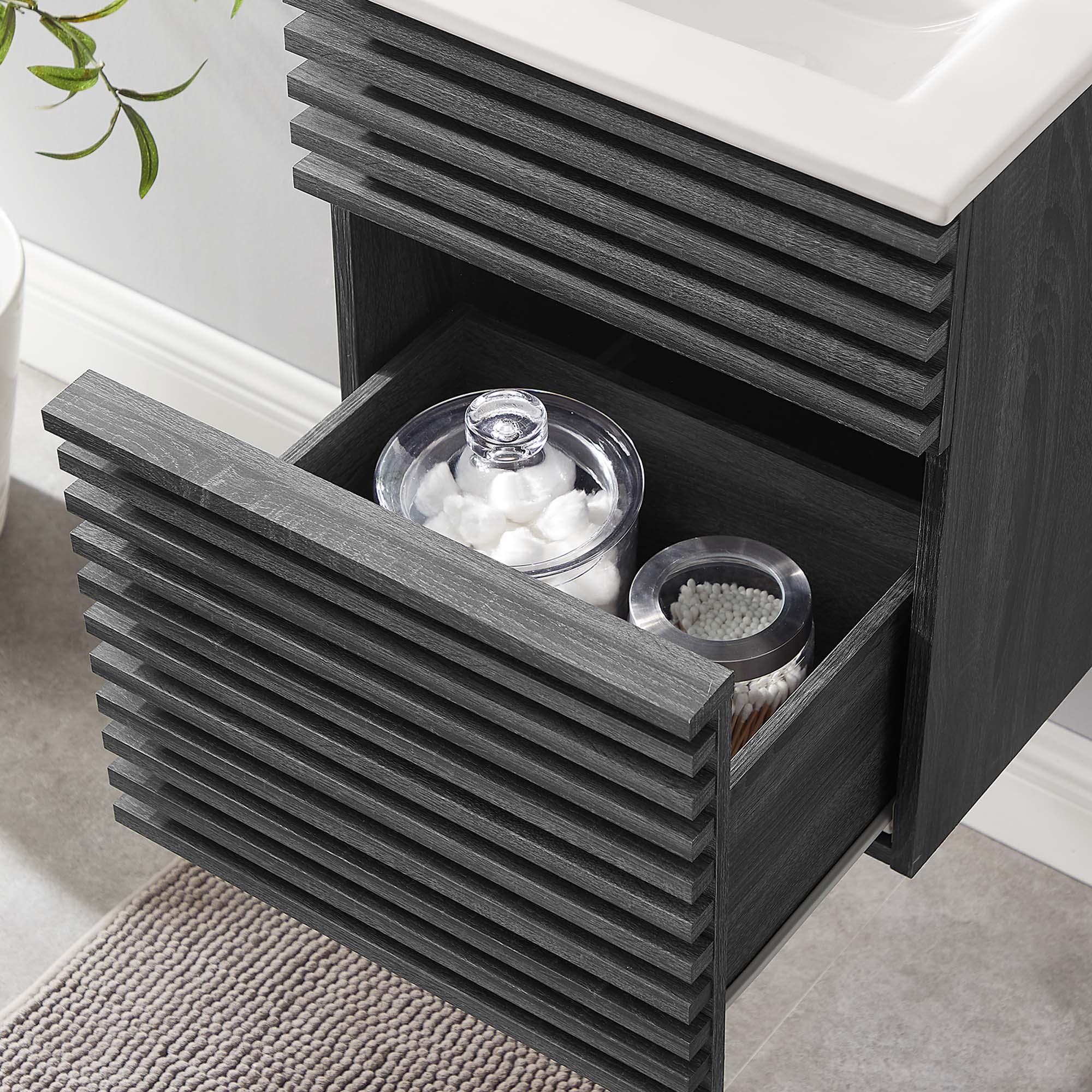 Render Wall-Mount Bathroom Vanity with White Basin Included by Modway