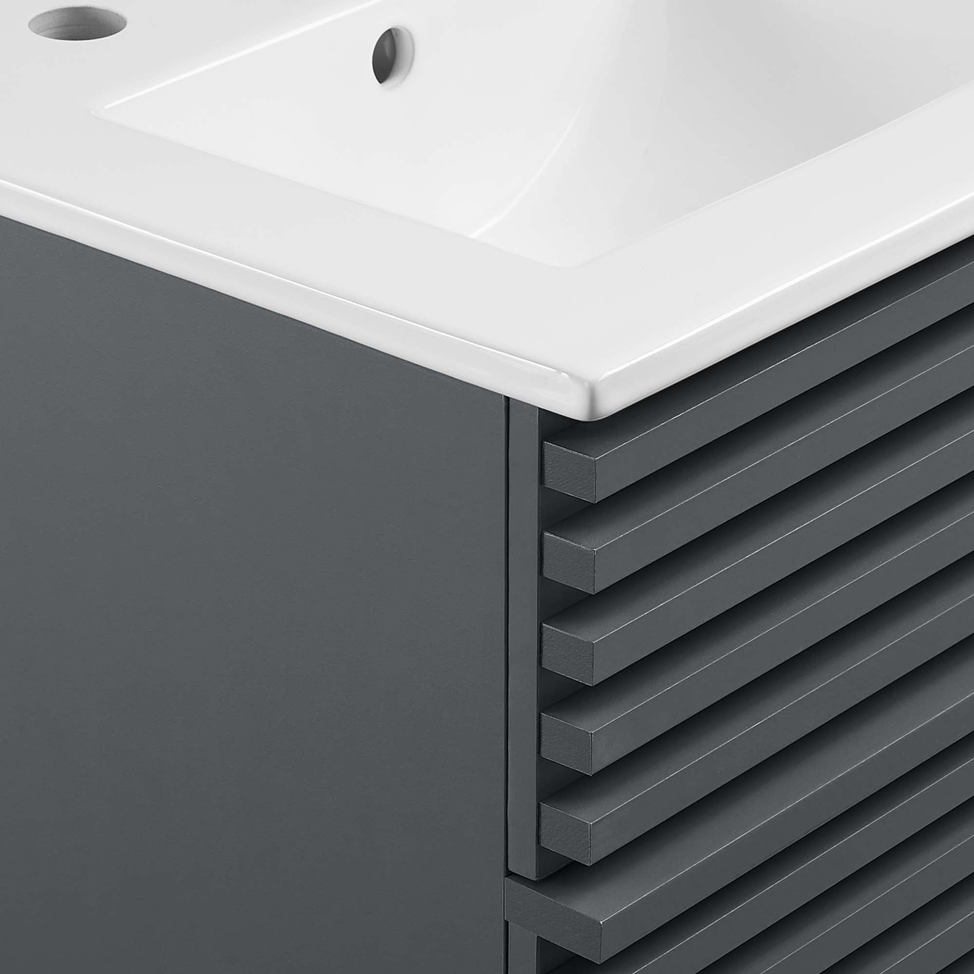 Render Wall-Mount Bathroom Vanity with White Basin Included by Modway