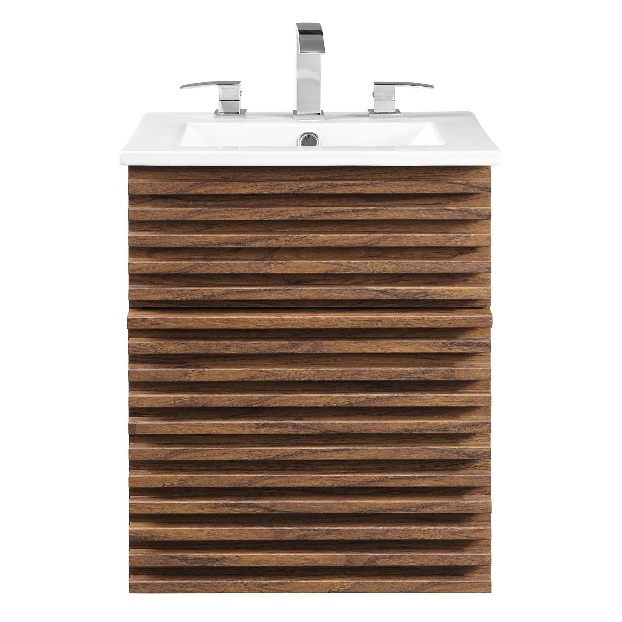 Render Wall-Mount Bathroom Vanity with White Basin Included by Modway