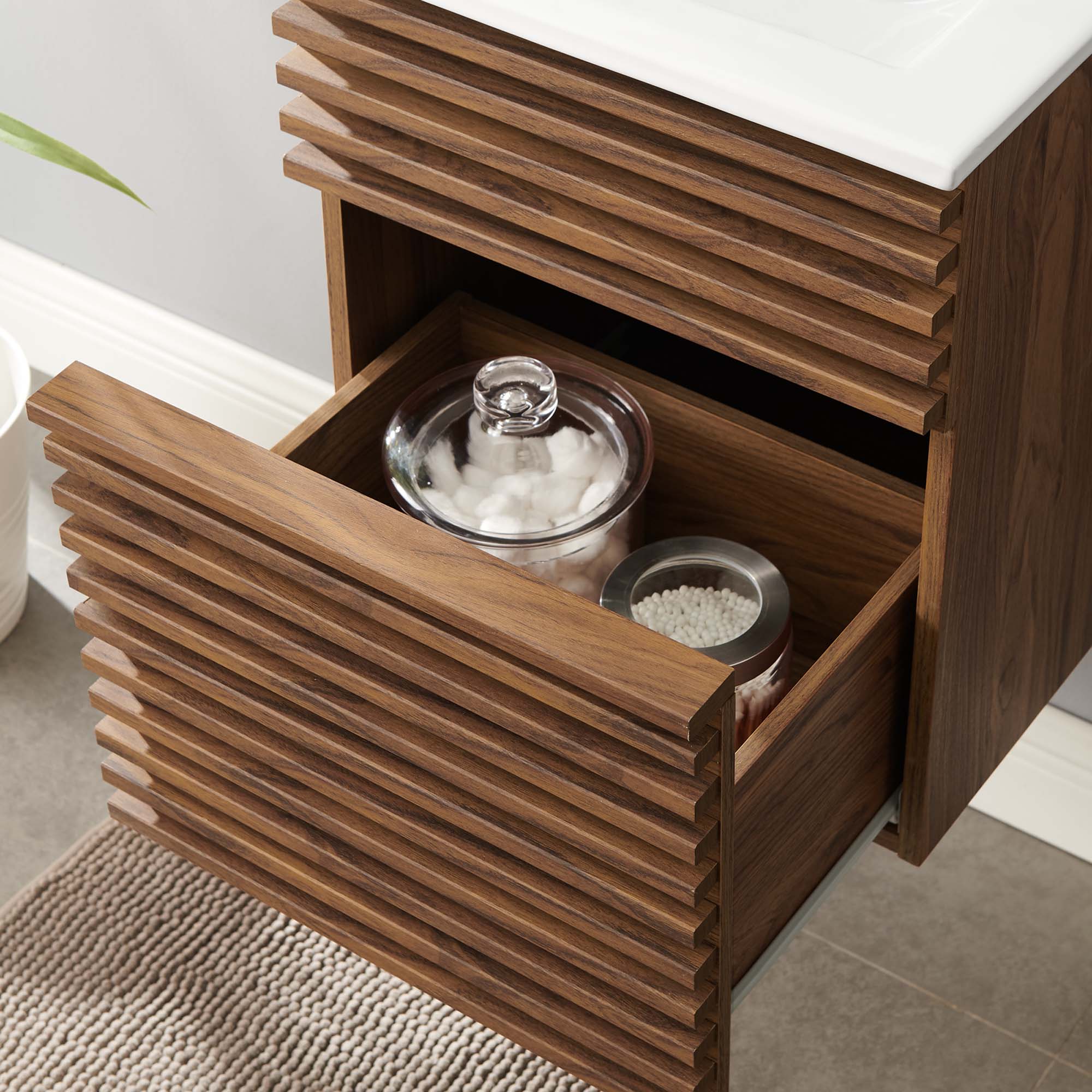 Render Wall-Mount Bathroom Vanity with White Basin Included by Modway