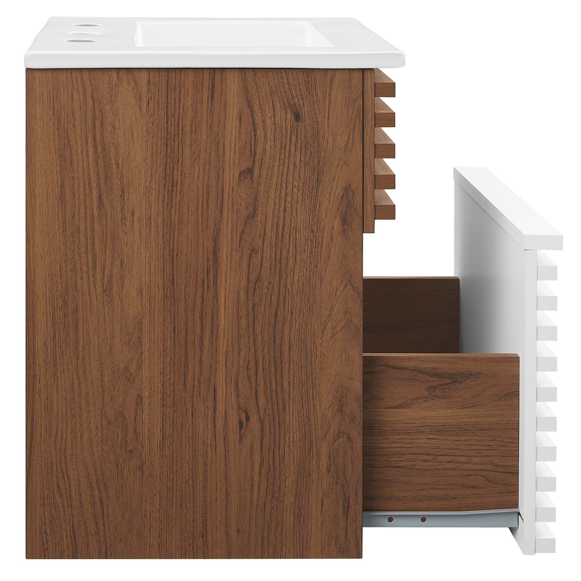 Render Wall-Mount Bathroom Vanity with White Basin Included by Modway