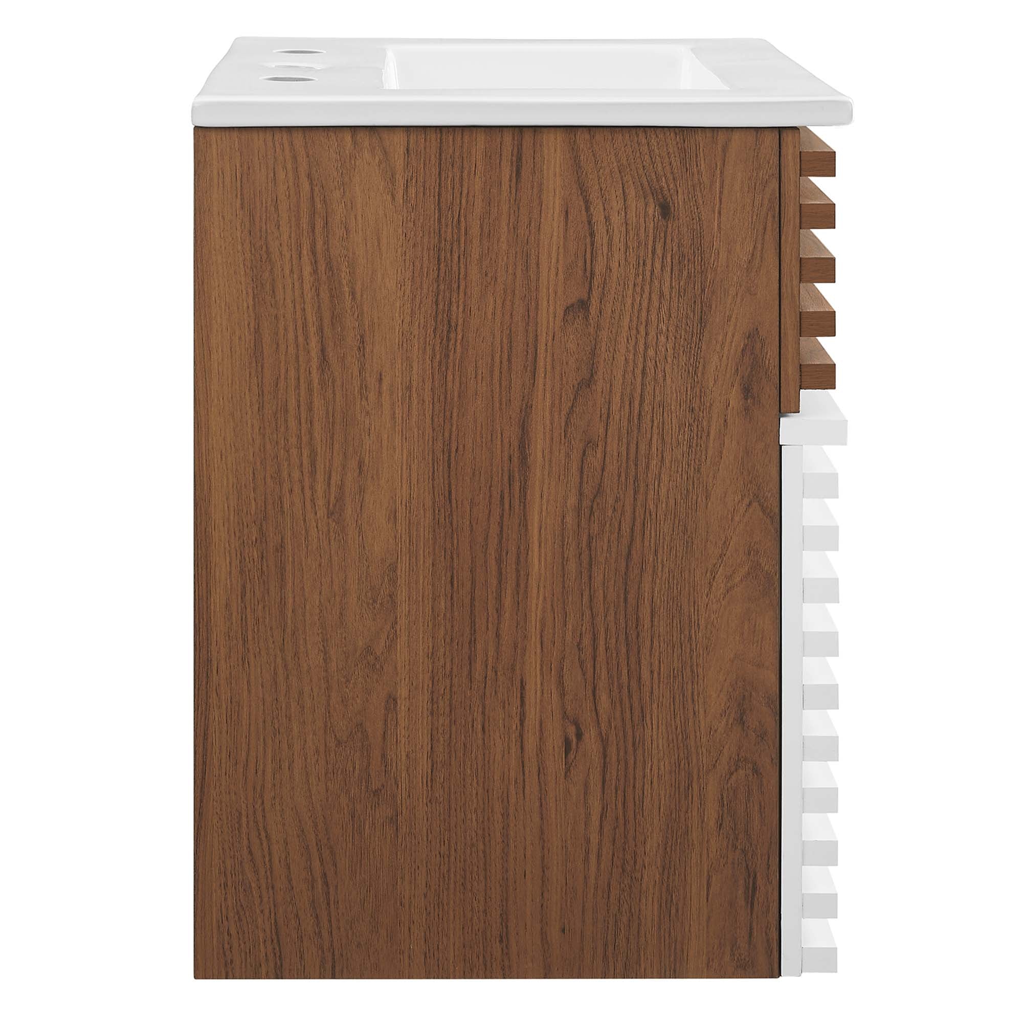 Render Wall-Mount Bathroom Vanity with White Basin Included by Modway