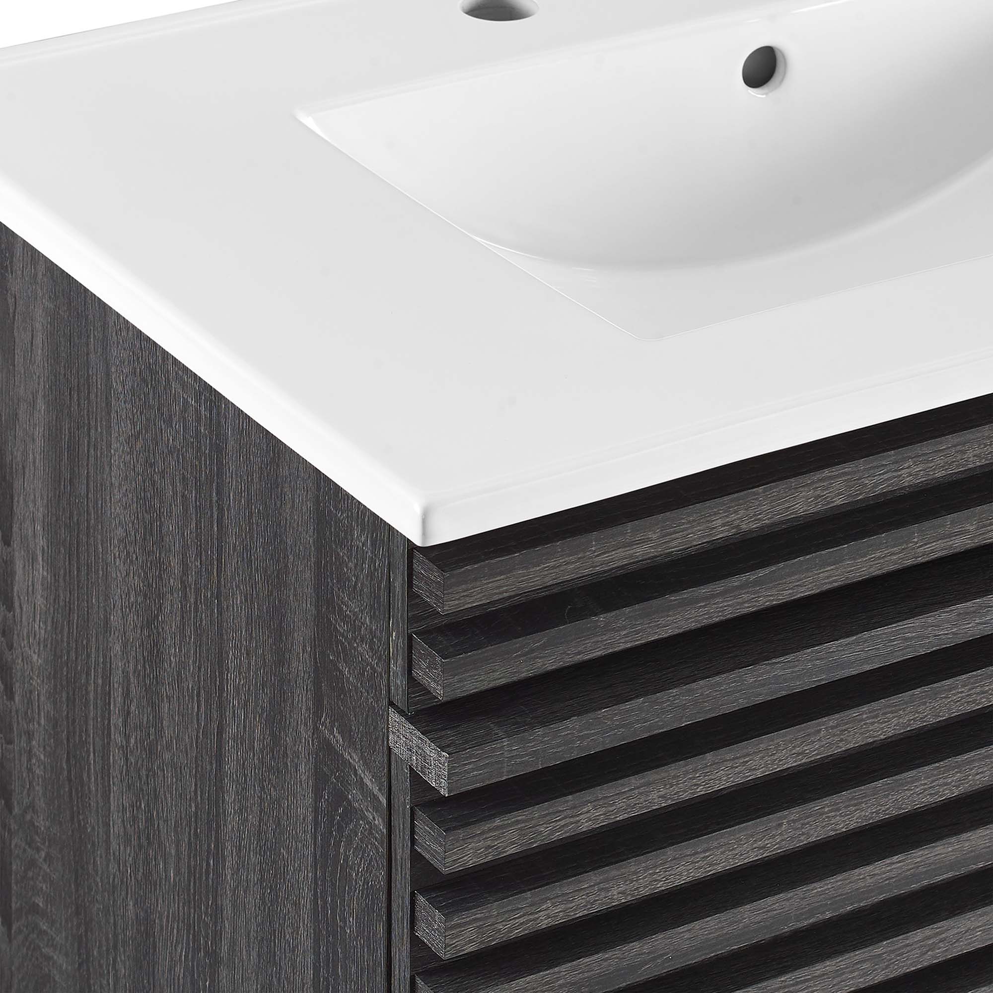 Render Wall-Mount Bathroom Vanity with White Basin Included by Modway