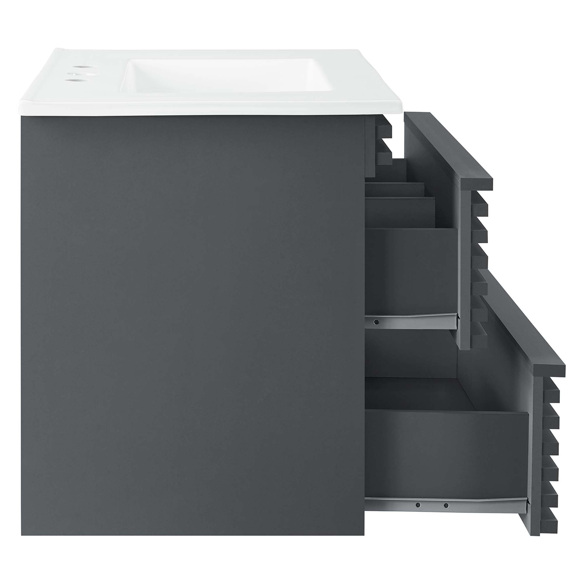 Render Wall-Mount Bathroom Vanity with White Basin Included by Modway