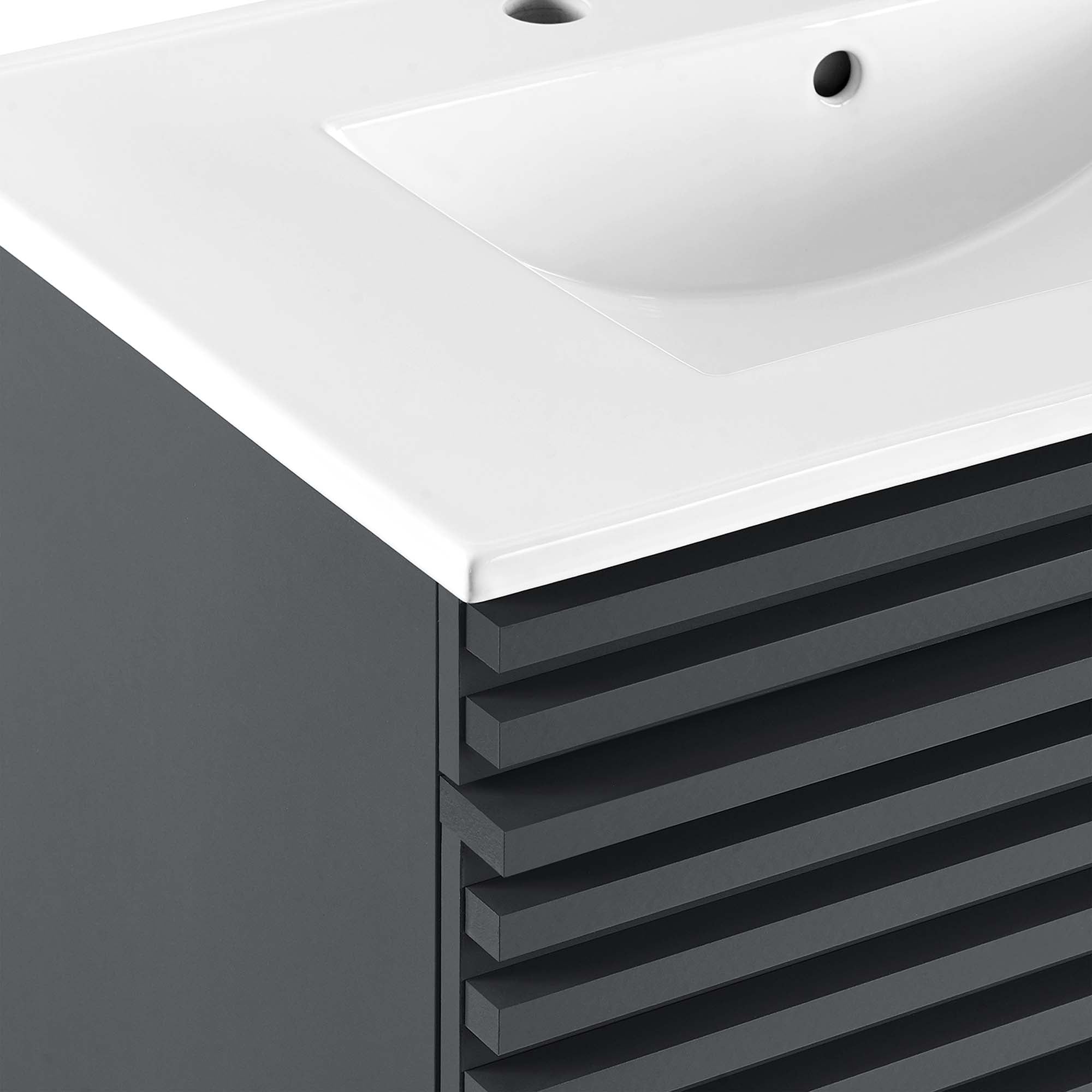 Render Wall-Mount Bathroom Vanity with White Basin Included by Modway