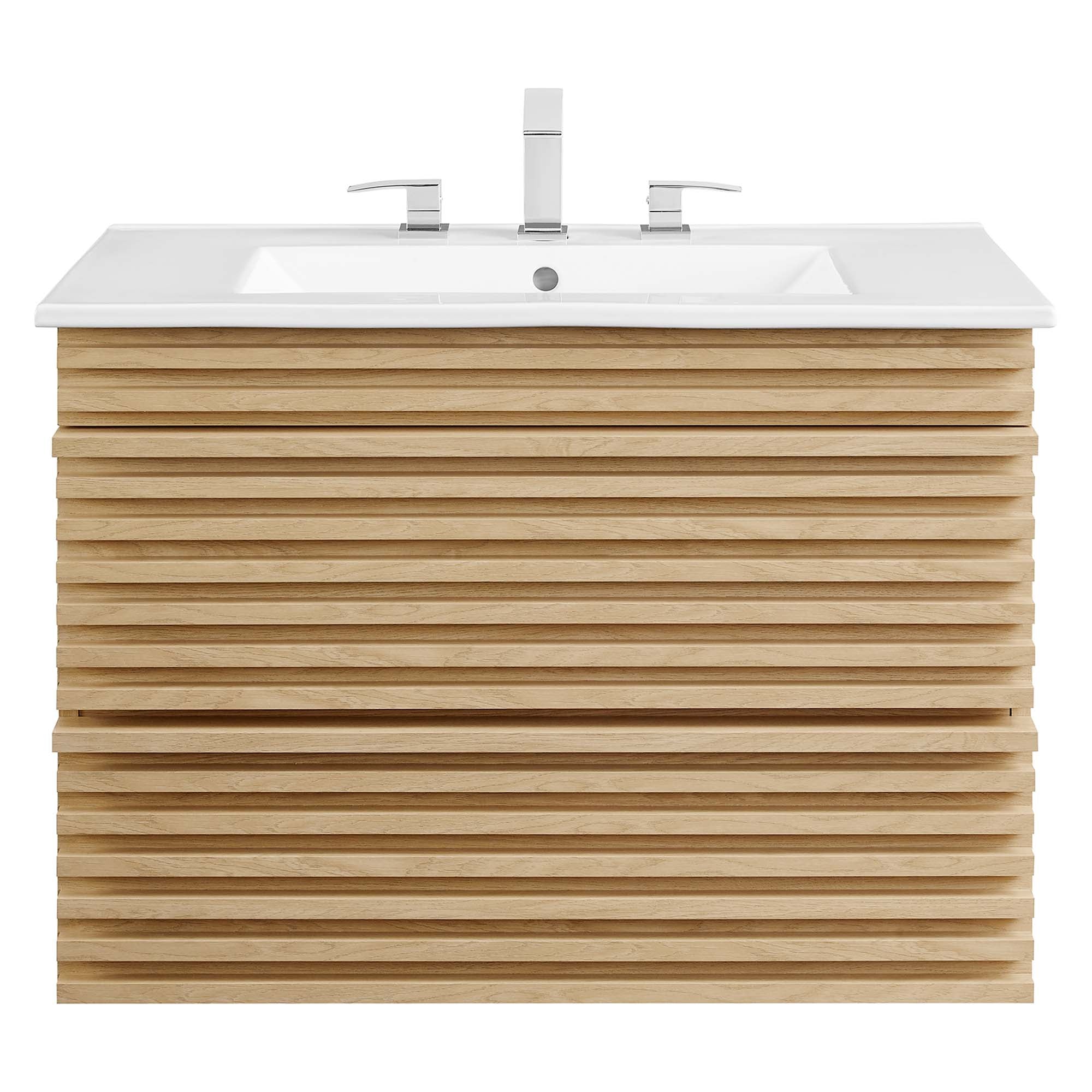 Render Wall-Mount Bathroom Vanity with White Basin Included by Modway