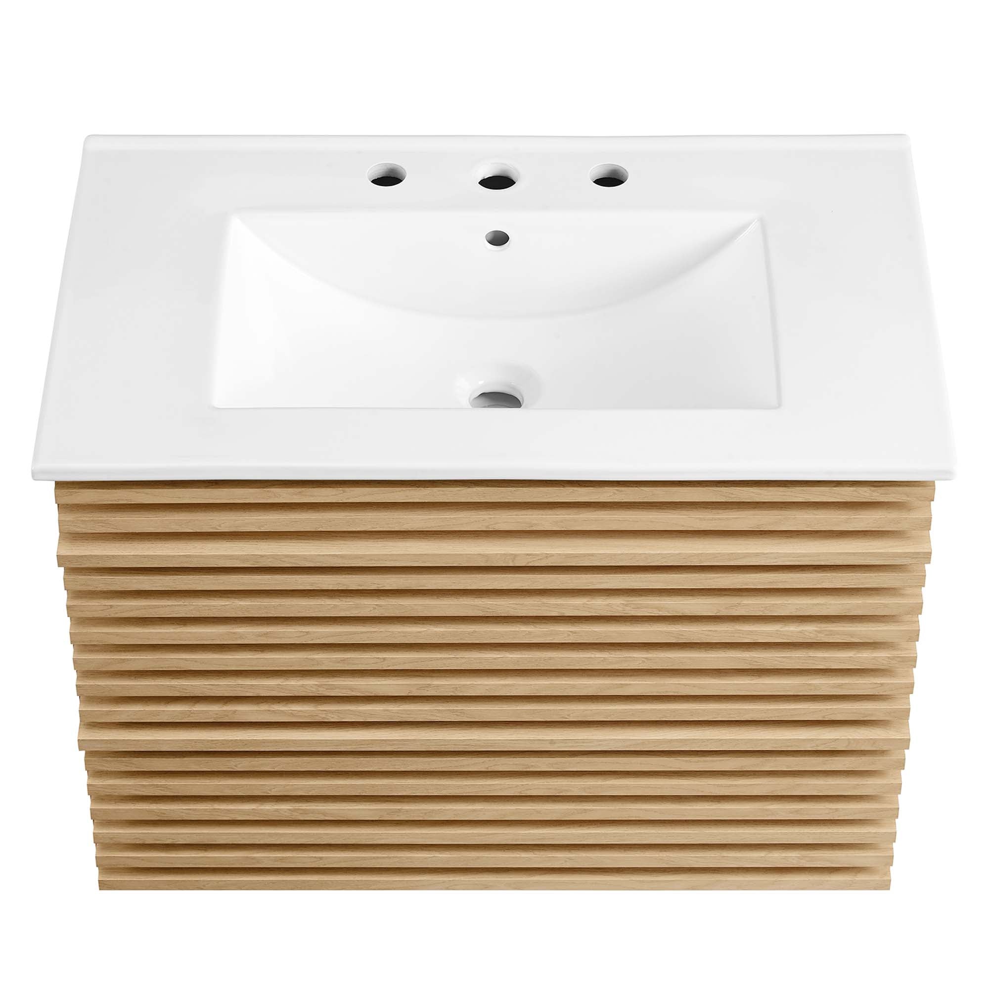Render Wall-Mount Bathroom Vanity with White Basin Included by Modway